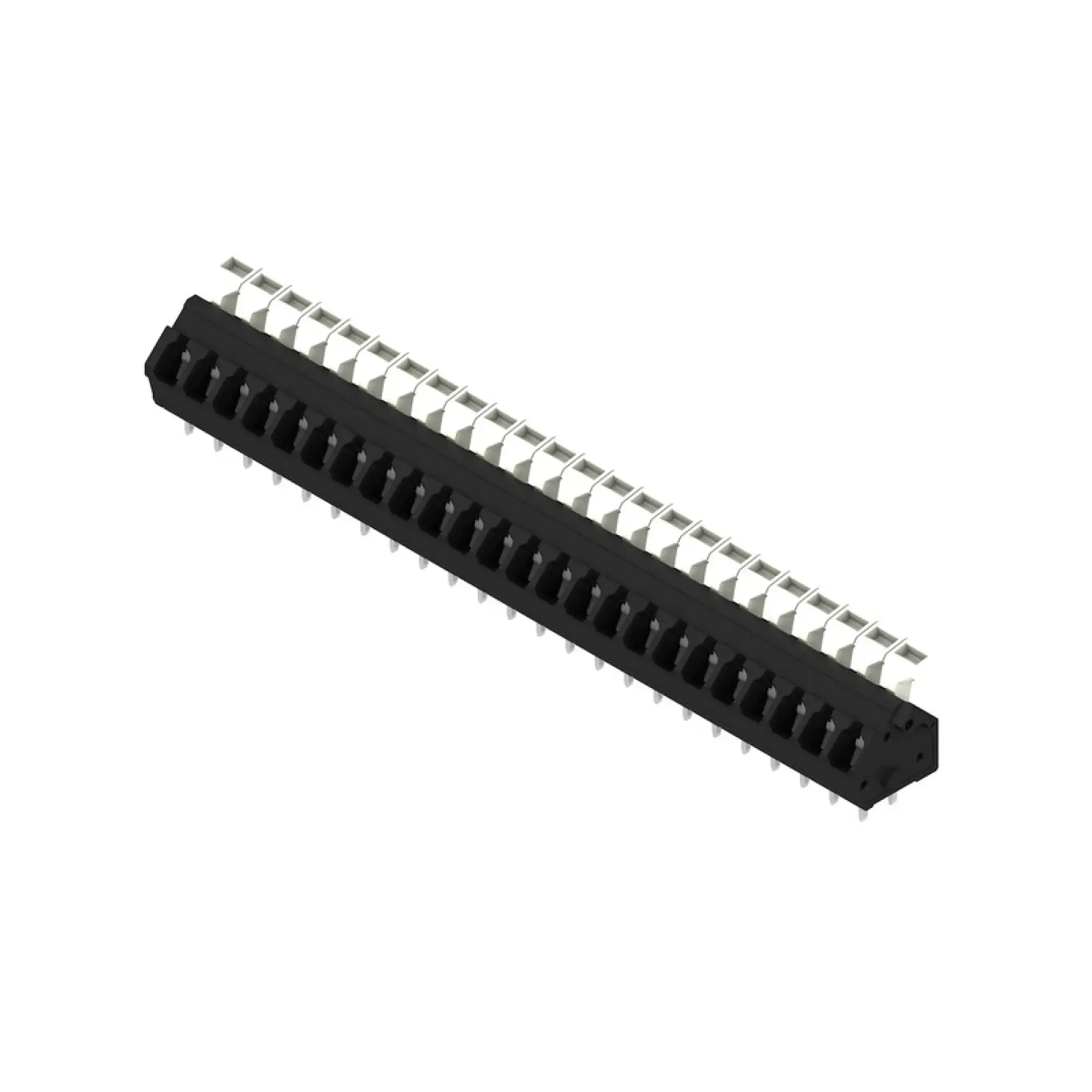 Weidmüller 1957890000 PCB terminal, 320 V, 24 A, Pitch in mm: 5.00, 2.5 mm², Number of poles: 24, Tension clamp connection with actuator, THT solder connection, 135°, Box (img_002)
