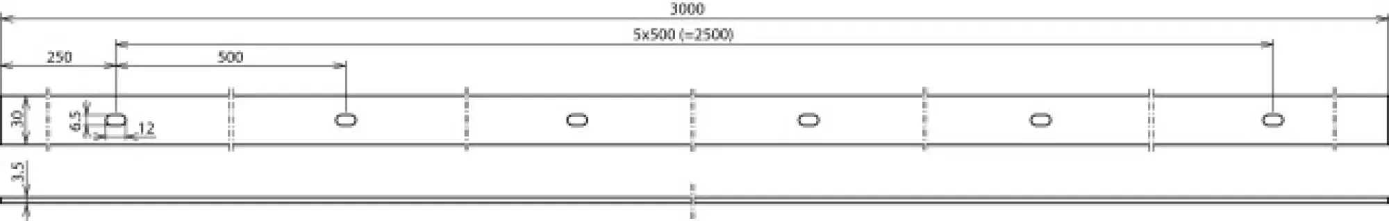 Dehn 860430 Connection lug Fl 30x3.5 mm StSt (V4A) L 3000 mm with 5 bores 6.5x12 mm (img_004)