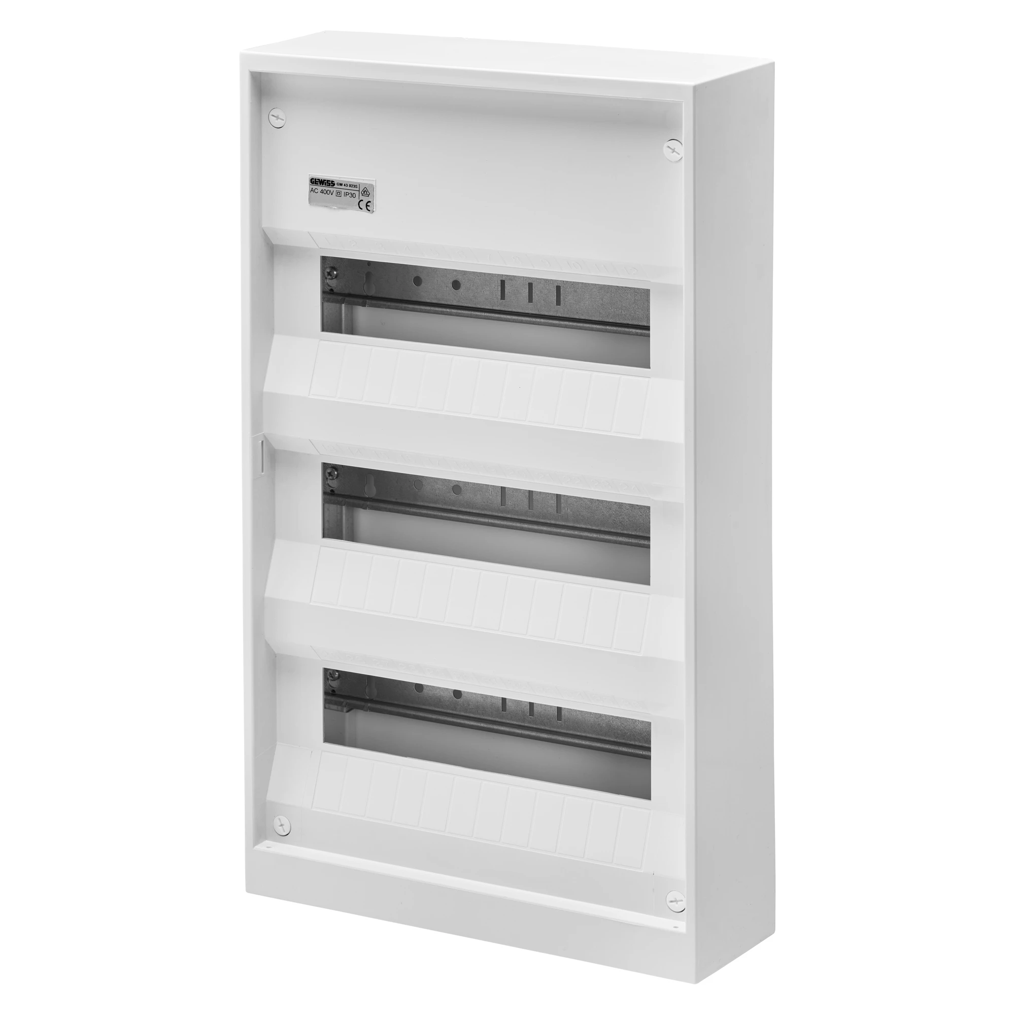 GEWISS GW43023S SURFACE MOUNTING ENCLOSURE - GERMAN STANDARD -WITH TERMINAL BLOCK - 36 (12X3) MODULES - IP30 (img_001) GEWISS GW43023S SURFACE MOUNTING ENCLOSURE - GERMAN STANDARD -WITH TERMINAL BLOCK - 36 (12X3) MODULES - IP30 (img_001)