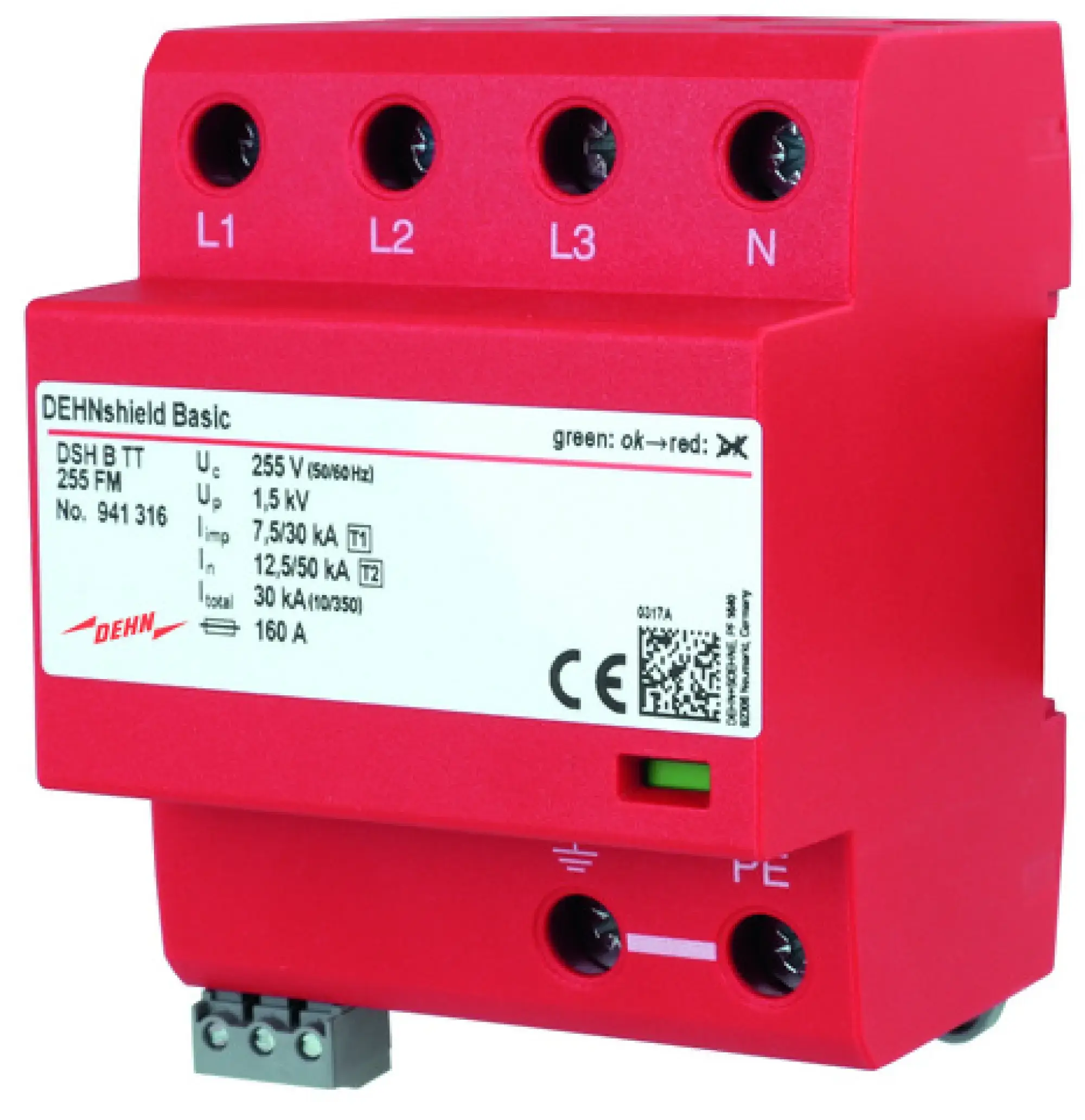 Dehn 941316 Appl.-opt. combined arrester DEHNshield B type 1+2 for three-phase TT-and TN-S systems (img_001) Dehn 941316 Appl.-opt. combined arrester DEHNshield B type 1+2 for three-phase TT-and TN-S systems (img_001)