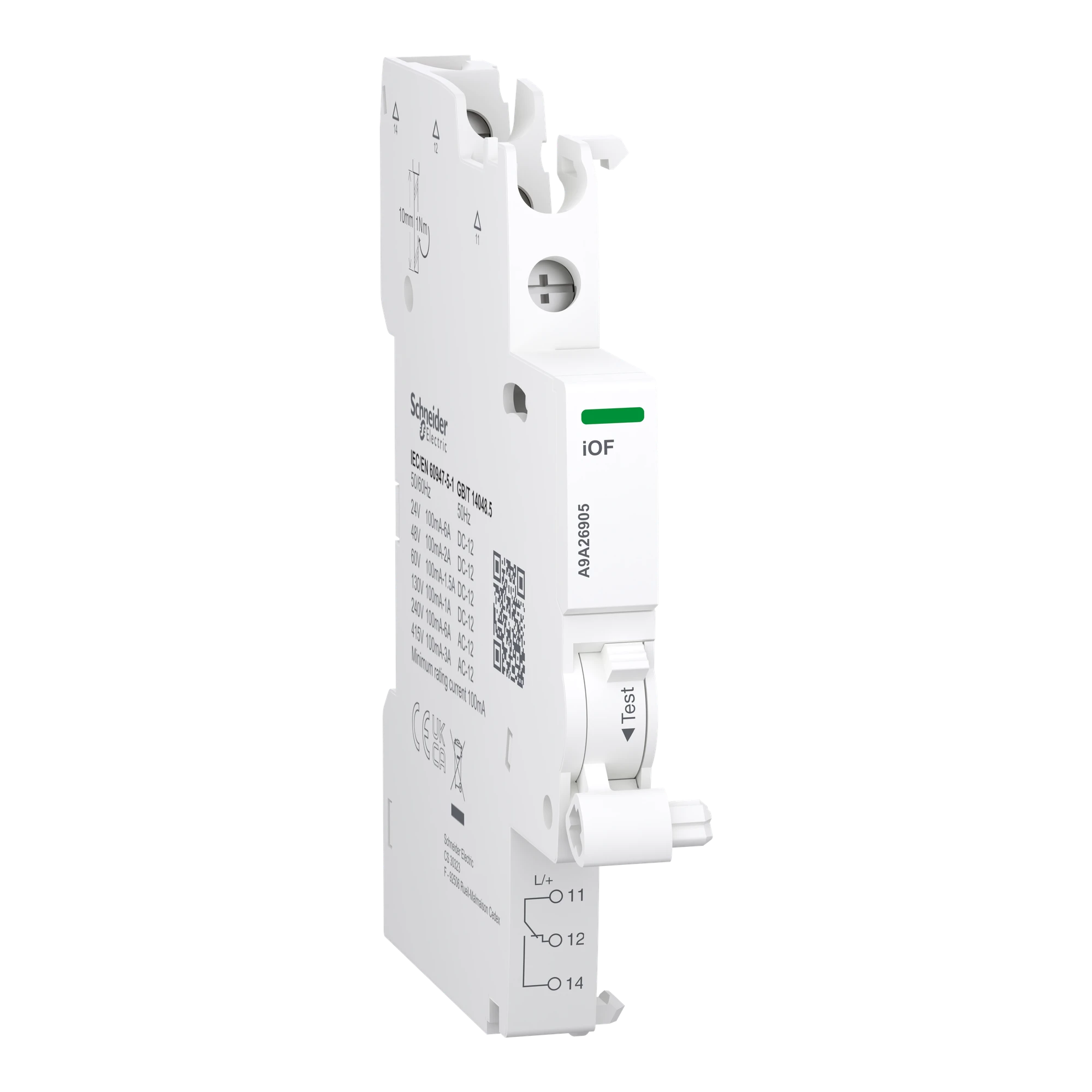 Schneider Electric A9A26905 Auxiliary Contact, Acti9, iOF, 100mA to 6A, 24VAC to 415VAC, 24VDC to 130VDC, Top Connection (img_001) Schneider Electric A9A26905 Auxiliary Contact, Acti9, iOF, 100mA to 6A, 24VAC to 415VAC, 24VDC to 130VDC, Top Connection (img_001)