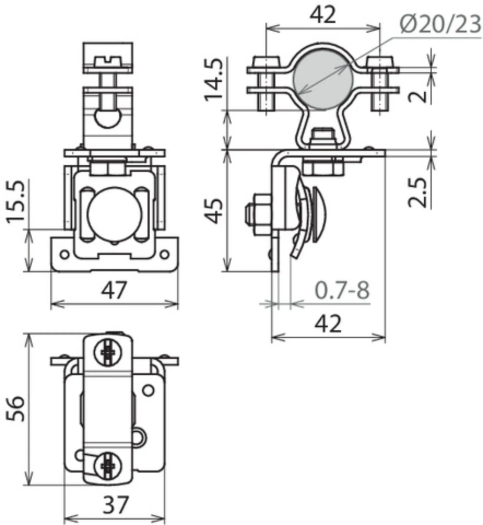 Dehn 202852 Roof cond. holder StSt f. metal roofs w. standing seam, f. D 20-23 mm (img_002)
