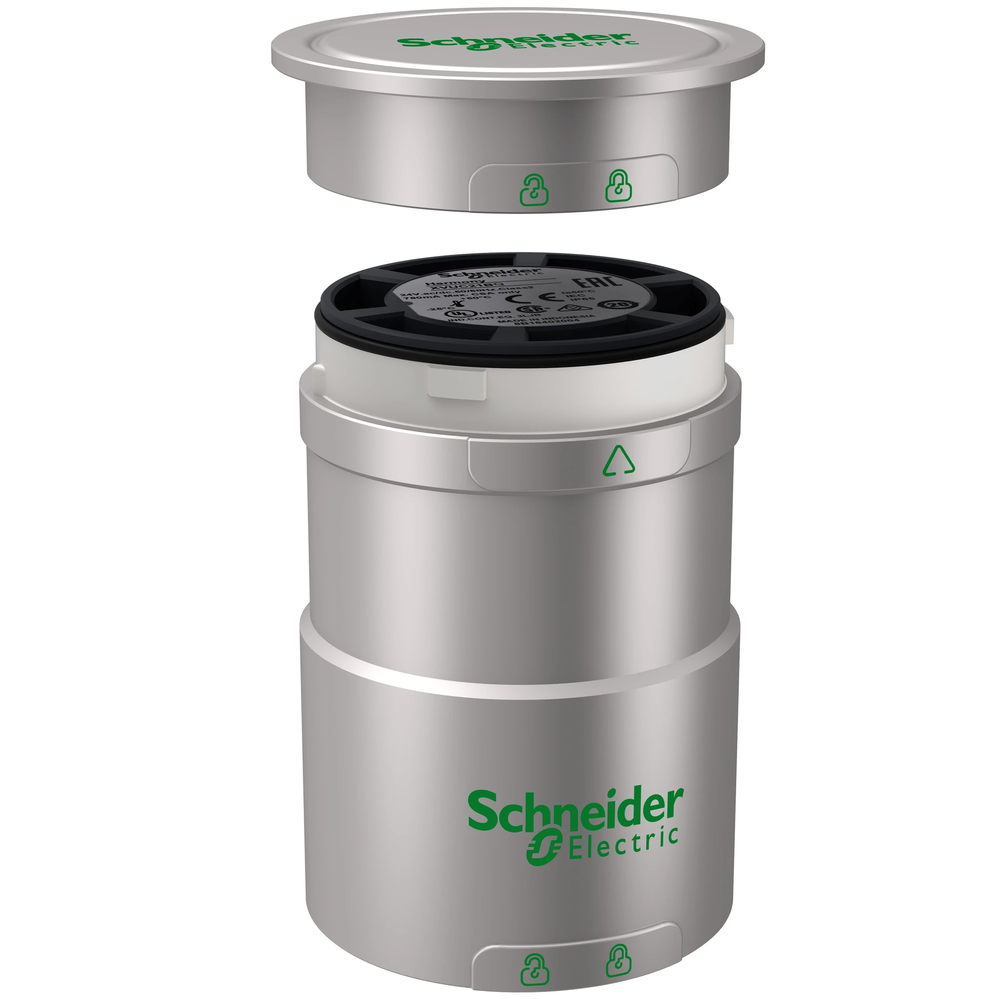 Schneider Electric XVUC21BQ Basic element, Harmony XVU, modular, base with cover, 60mm, silver, 24V ACDC (img_001)