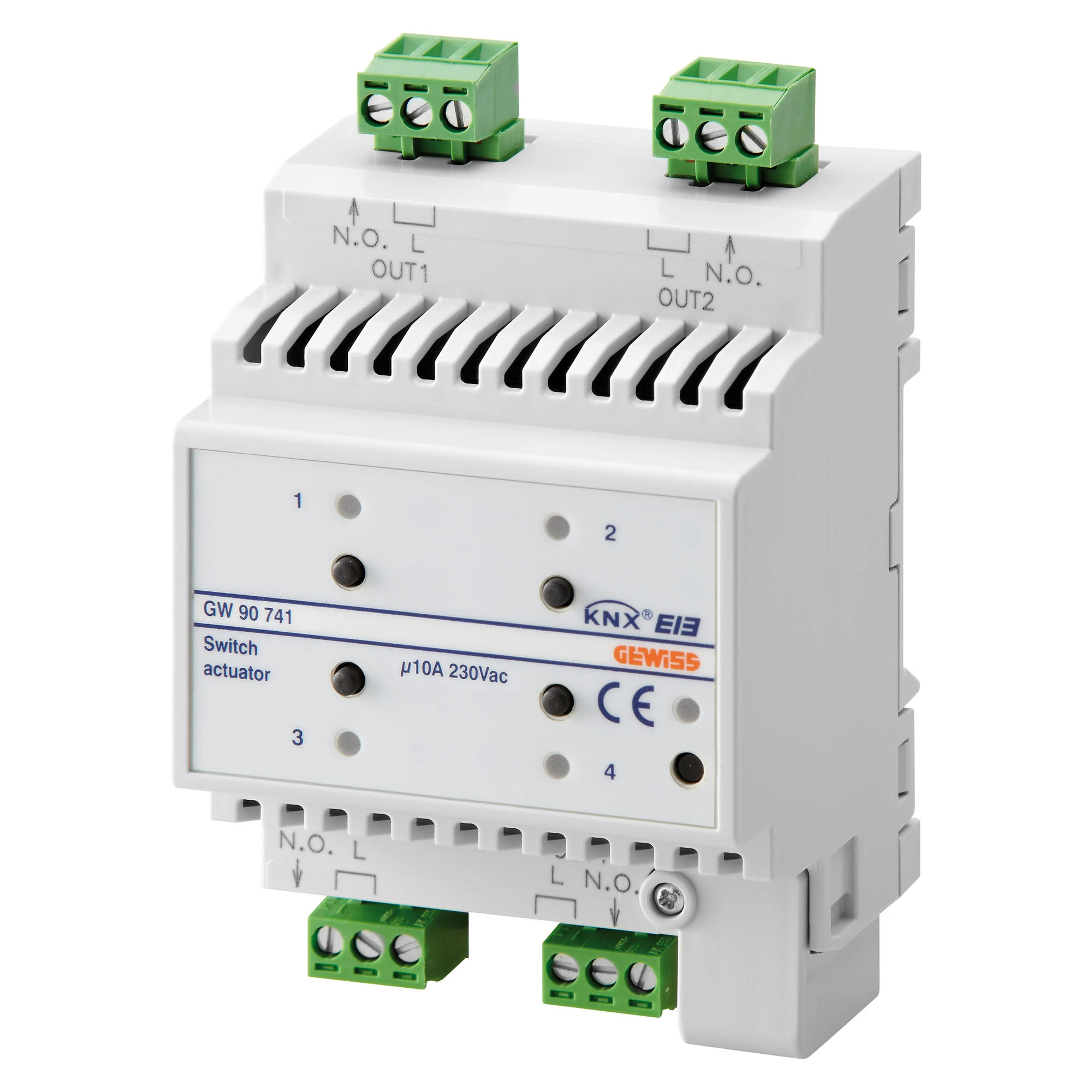 GEWISS GW90741 SWITCH ACTUATOR - 4 CHANNELS - 10A - KNX - IP20 - 4 MODULES - DIN RAIL MOUNTING (img_001)
