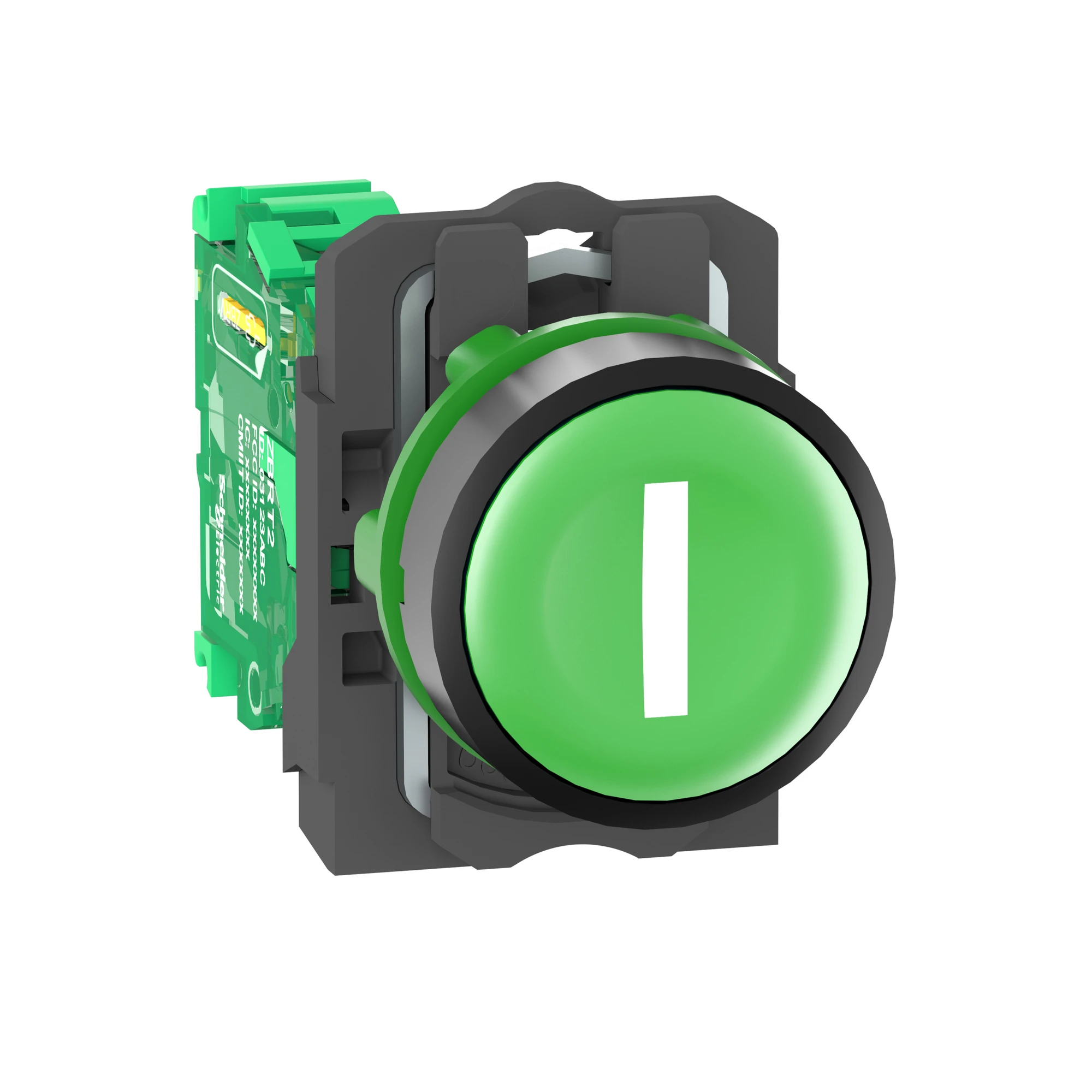 Schneider Electric ZB5RTA331 Wireless pushbutton, Harmony XB5R, plastic, 22mm, green, labelled I, momentary, battery-free, wireless (img_001)