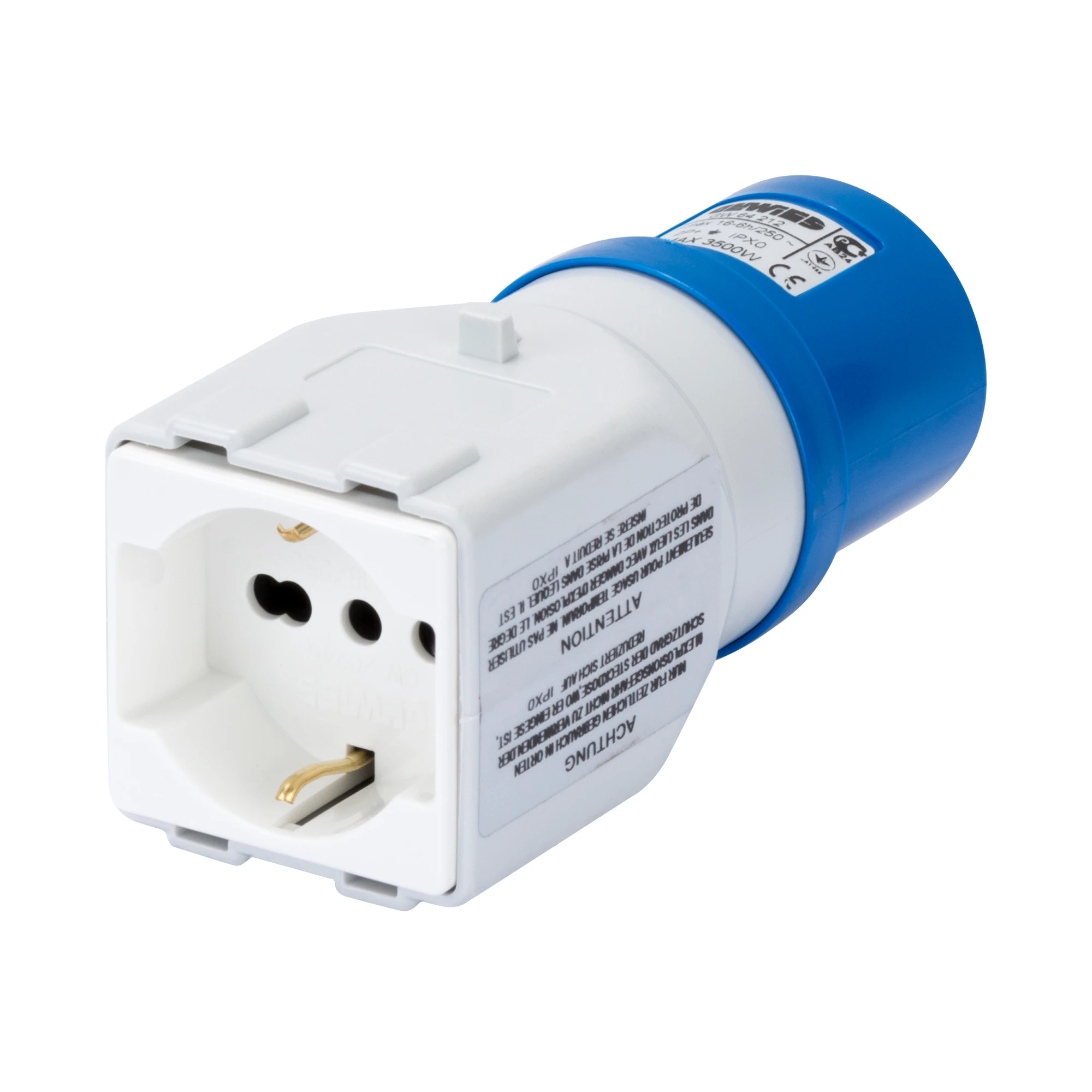 GEWISS GW64212 IEC Adapter 230V 16A 6h 3P auf 1x Steckdosen (P30-P17) 3P 16A IP44 (img_001)