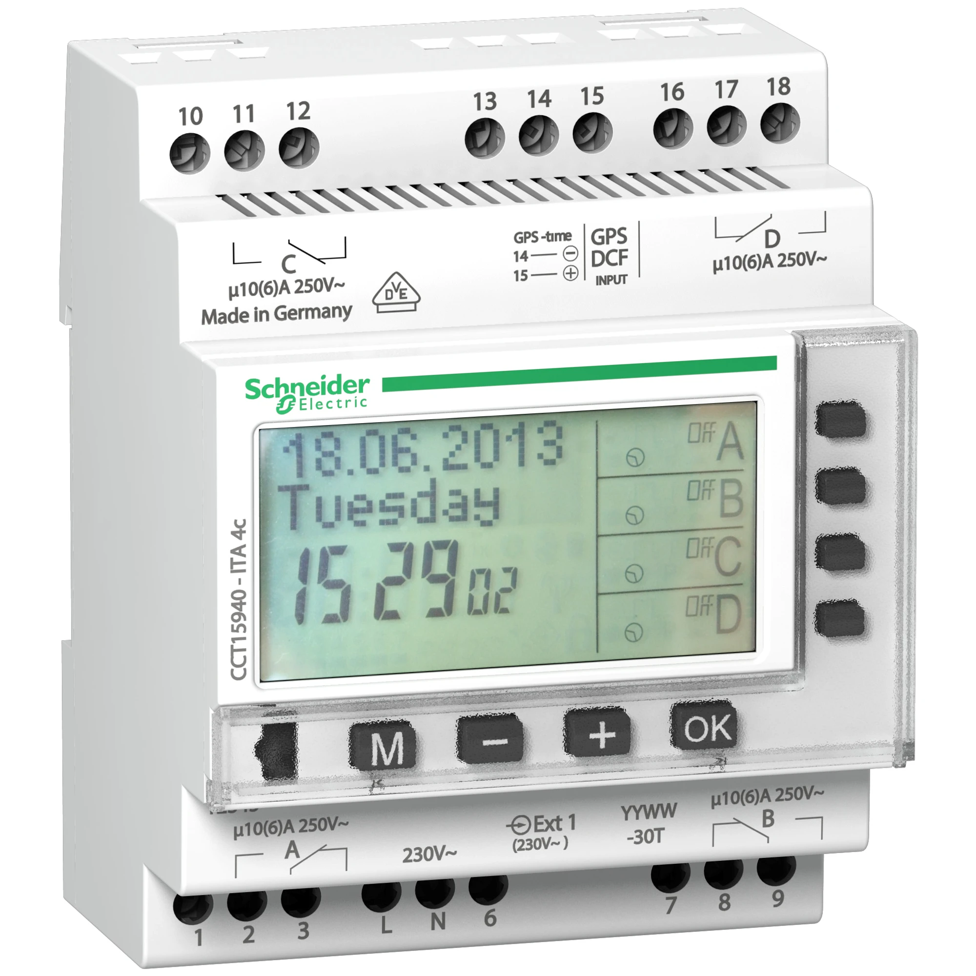 Schneider Electric CCT15940 Acti 9, IHP, 4C Annual Time Switch, 24 hours+7 days+Year (img_001) Schneider Electric CCT15940 Acti 9, IHP, 4C Annual Time Switch, 24 hours+7 days+Year (img_001)