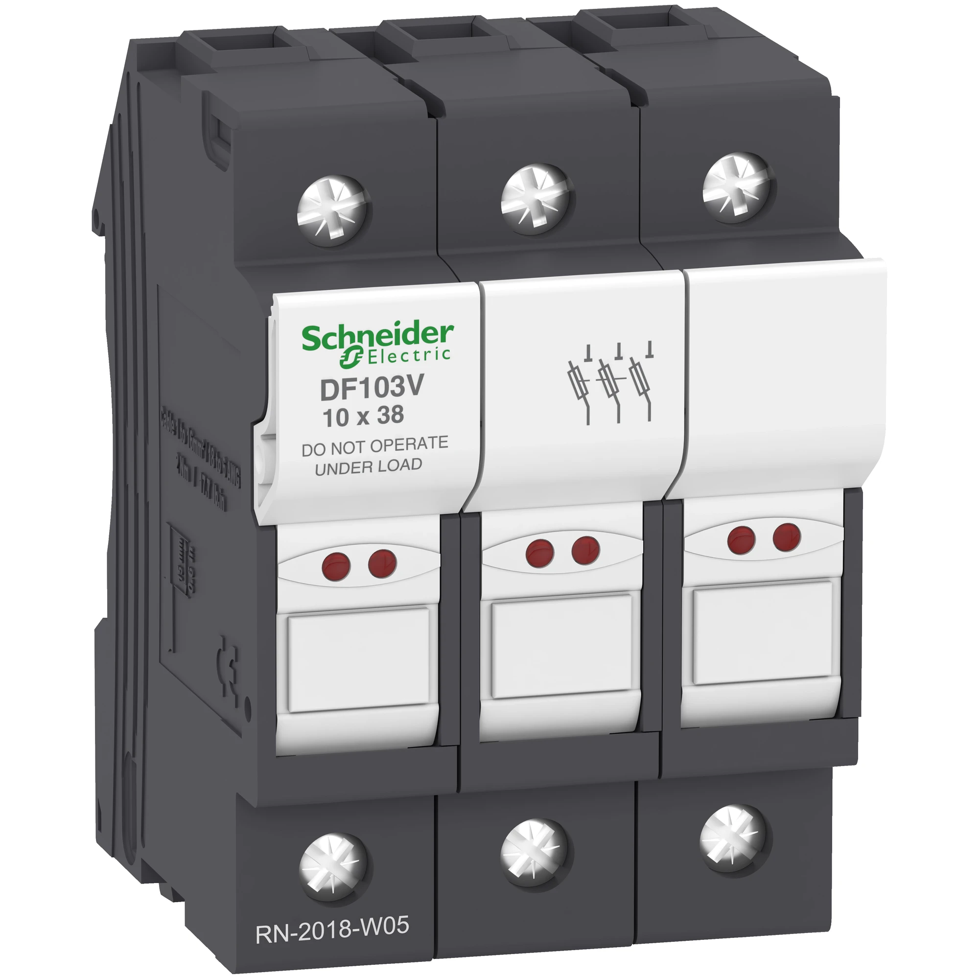 Schneider Electric DF103V Safety-holder TeSys 3p 32A, safety size 10x38mm, w. ind. for fuse-failure (img_001)