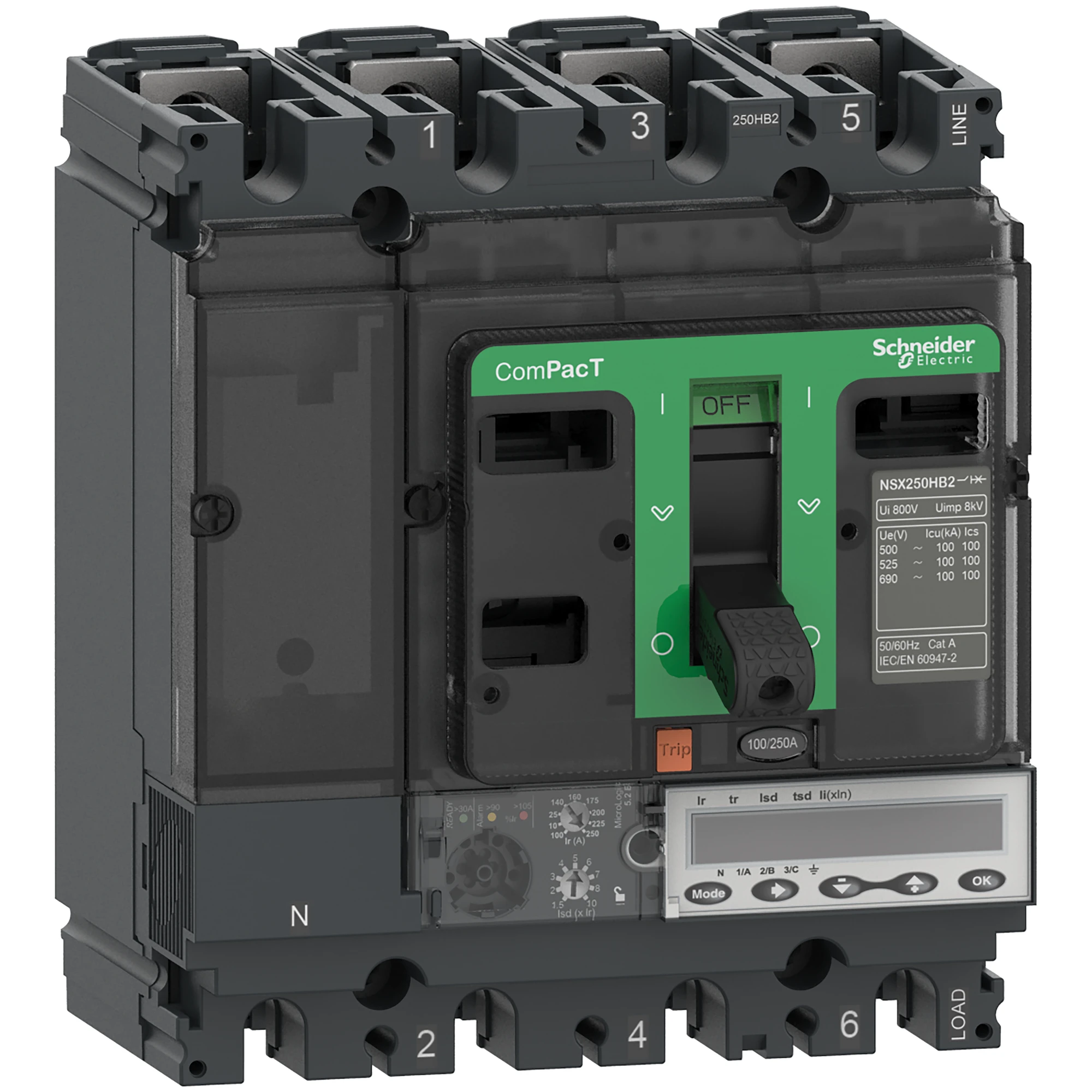 Schneider Electric C10V45E040 Compact Circuit Breaker ComPacT NSX100HB1 with Micrologic 5.2 E 4P4D 40 A, 75kA/690V AC (img_001) Schneider Electric C10V45E040 Compact Circuit Breaker ComPacT NSX100HB1 with Micrologic 5.2 E 4P4D 40 A, 75kA/690V AC (img_001)