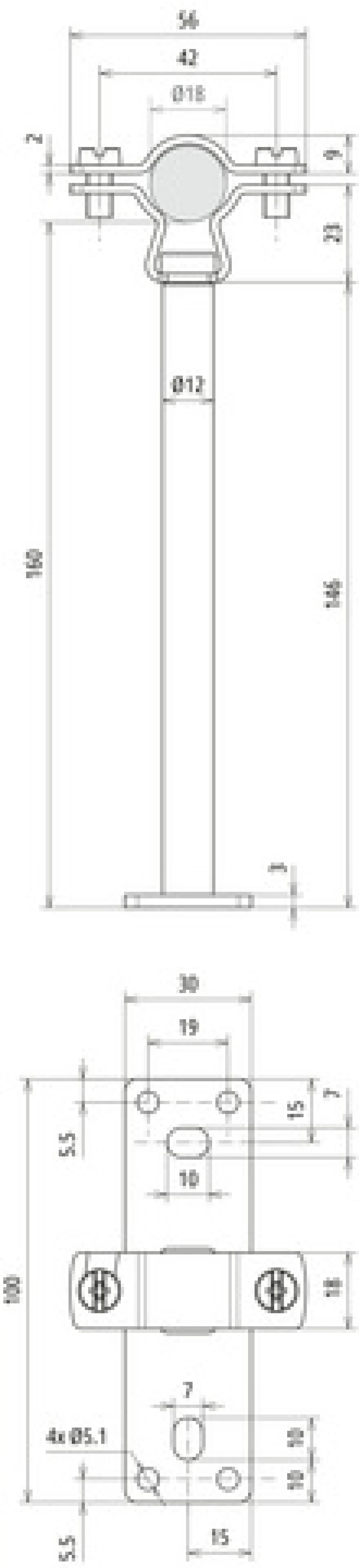 Dehn 275461 HVI-L+ Ex W160 holder f. Conductor D18mm distance 160mm w. StSt fixing plate (img_004)