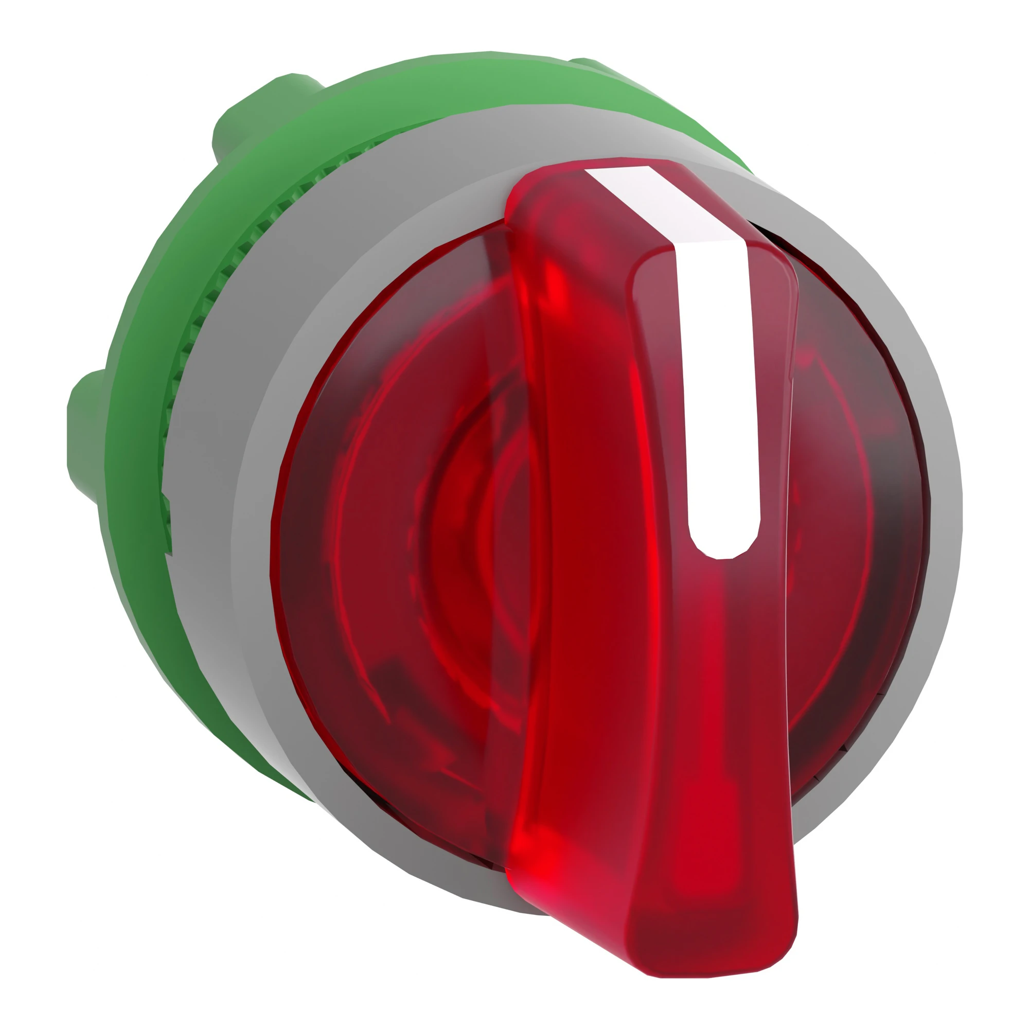 Schneider Electric ZB5AK1843C0 Pilot light selector switch, front element, Harmony XB5, plastic, 22mm, red, for universal LED, 3 positions, momentary right (img_001)
