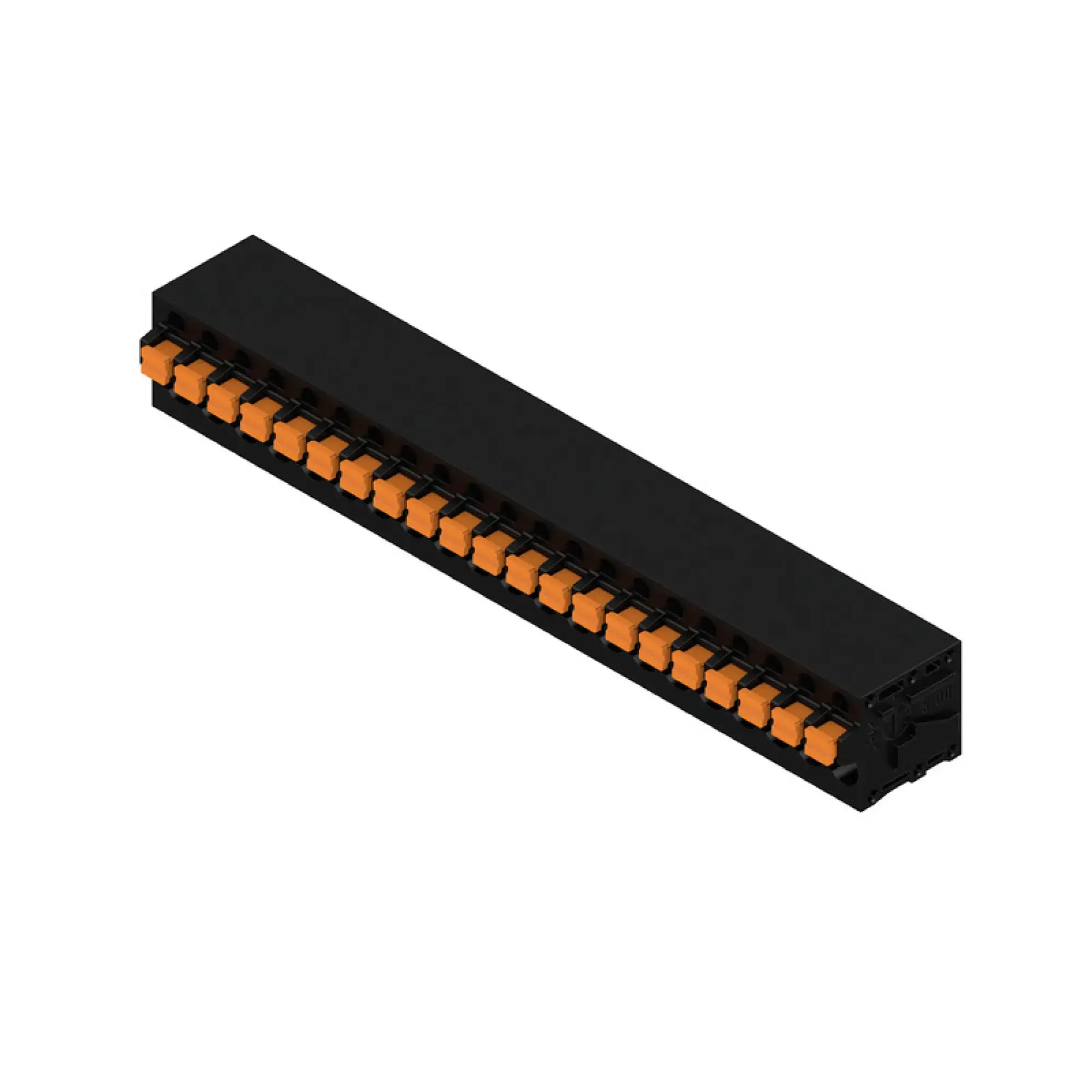 Weidmüller 1424980000 PCB terminal, 320 V, 24 A, Pitch in mm: 5.00, 2.5 mm², Number of poles: 21, PUSH IN with actuator, THT solder connection, 90°, Box (img_001)