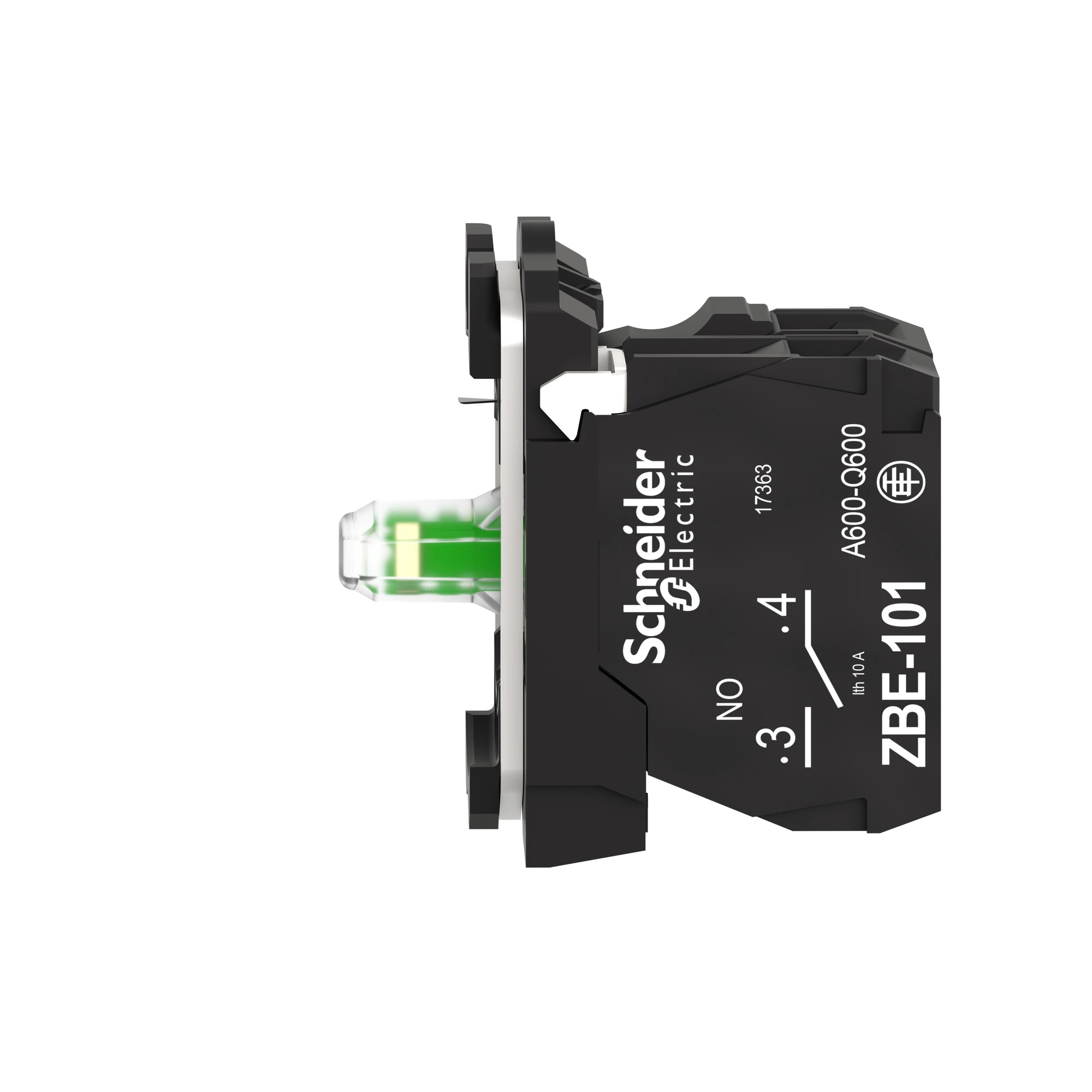 Schneider Electric ZB5AW0M11 Auxiliary Contact Block, Harmony XB5, Plastic, White, Universal LED, with Mounting Flange, 1S, 230-240V AC (img_005)
