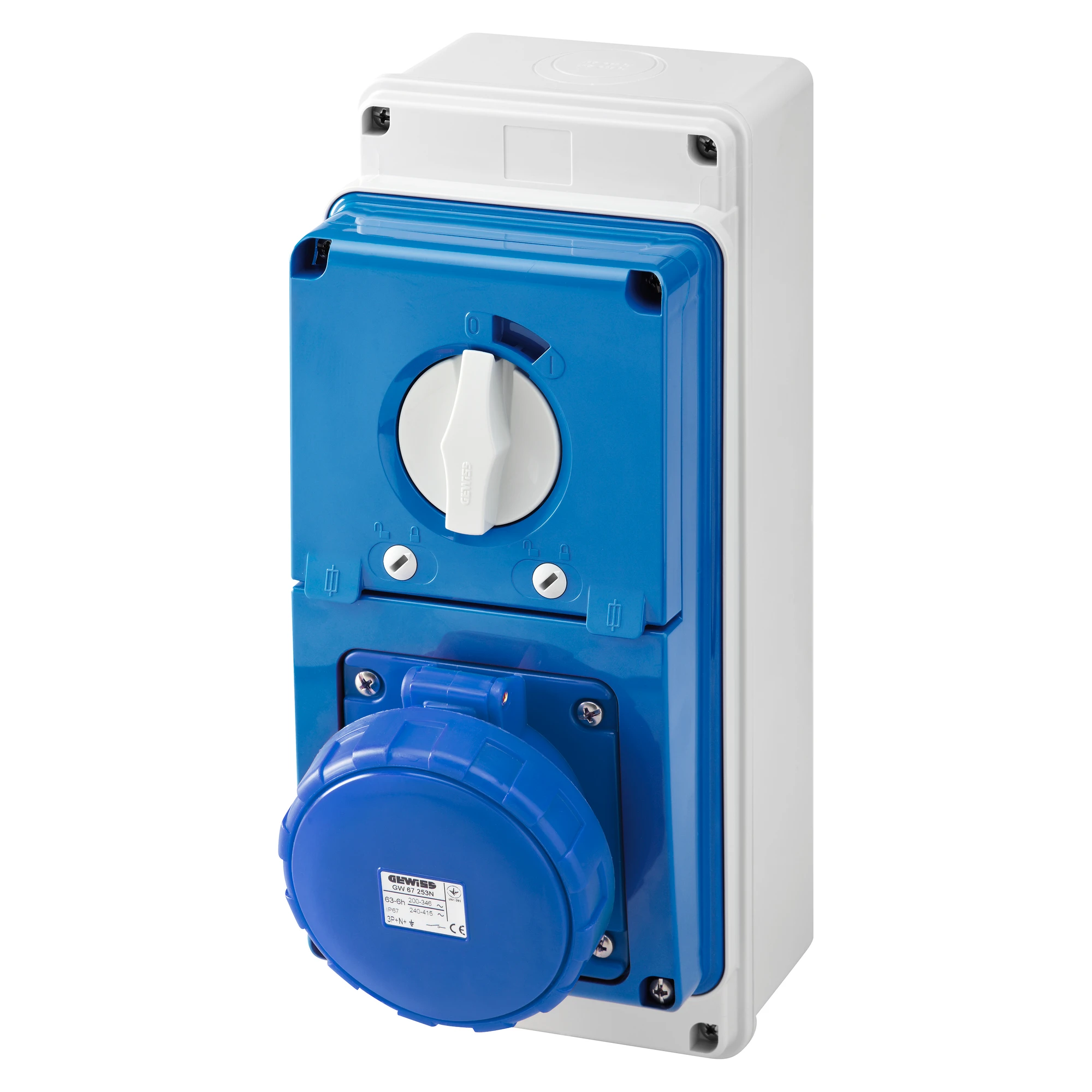 GEWISS GW67248N IEC Steckdose schaltbar/Sicherung senkrecht mit Gehaeuse 63A/3 pol. 230V IP67 (img_001) GEWISS GW67248N IEC Steckdose schaltbar/Sicherung senkrecht mit Gehaeuse 63A/3 pol. 230V IP67 (img_001)