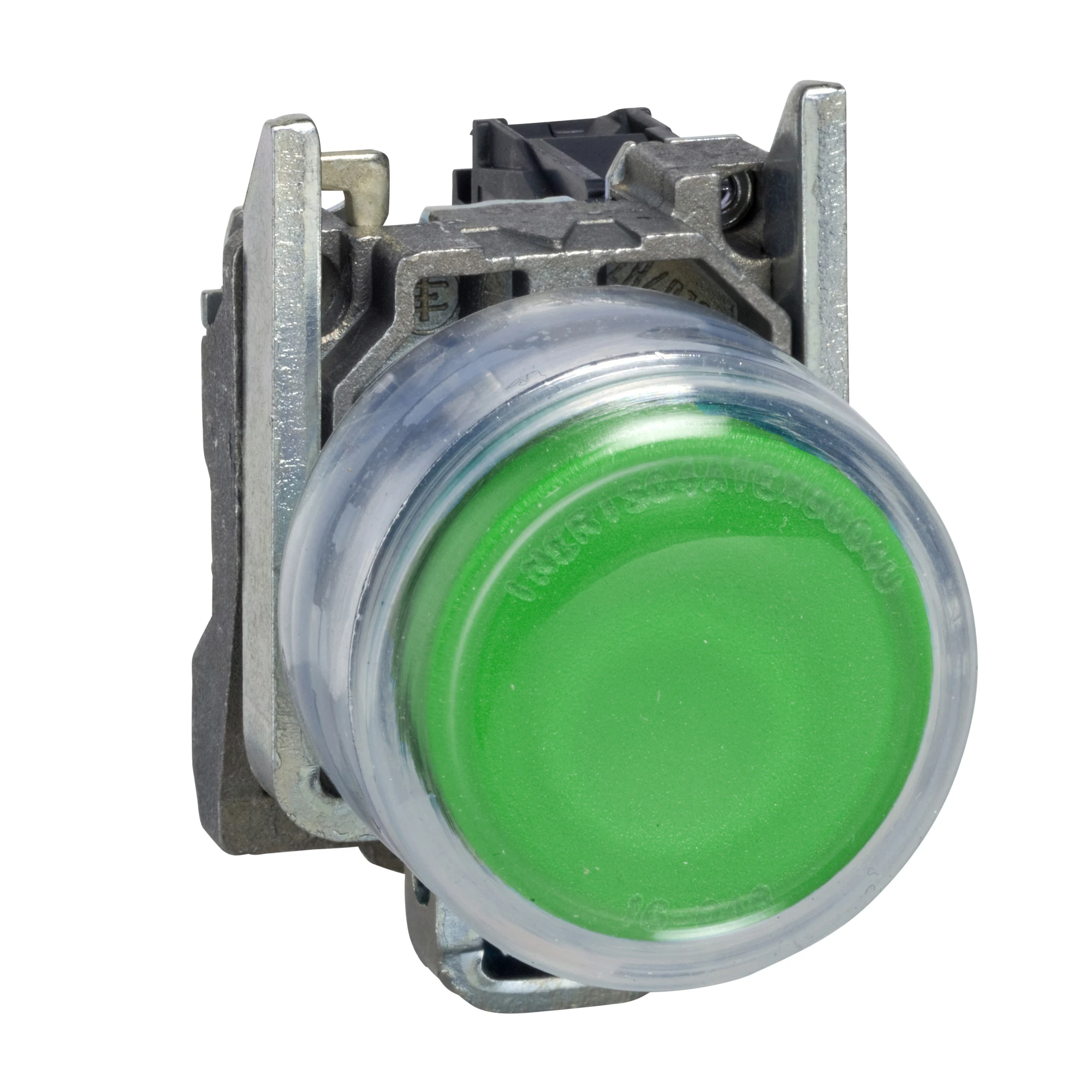 Schneider Electric XB4BP31 Pushbutton, Harmony XB4, metal, 22mm, green, projecting, unlabelled, momentary, with protective cap, 1S (img_001)