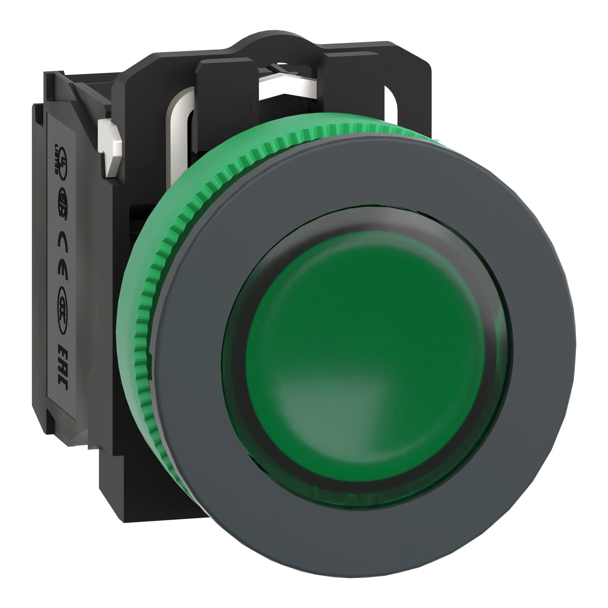 Schneider Electric XB5FW33B5 Illuminated Push Button, Harmony XB5F, Plastic, Antimicrobial, Green, 30mm, Universal LED, 1NC + 1NO, 24V ACDC (img_001)
