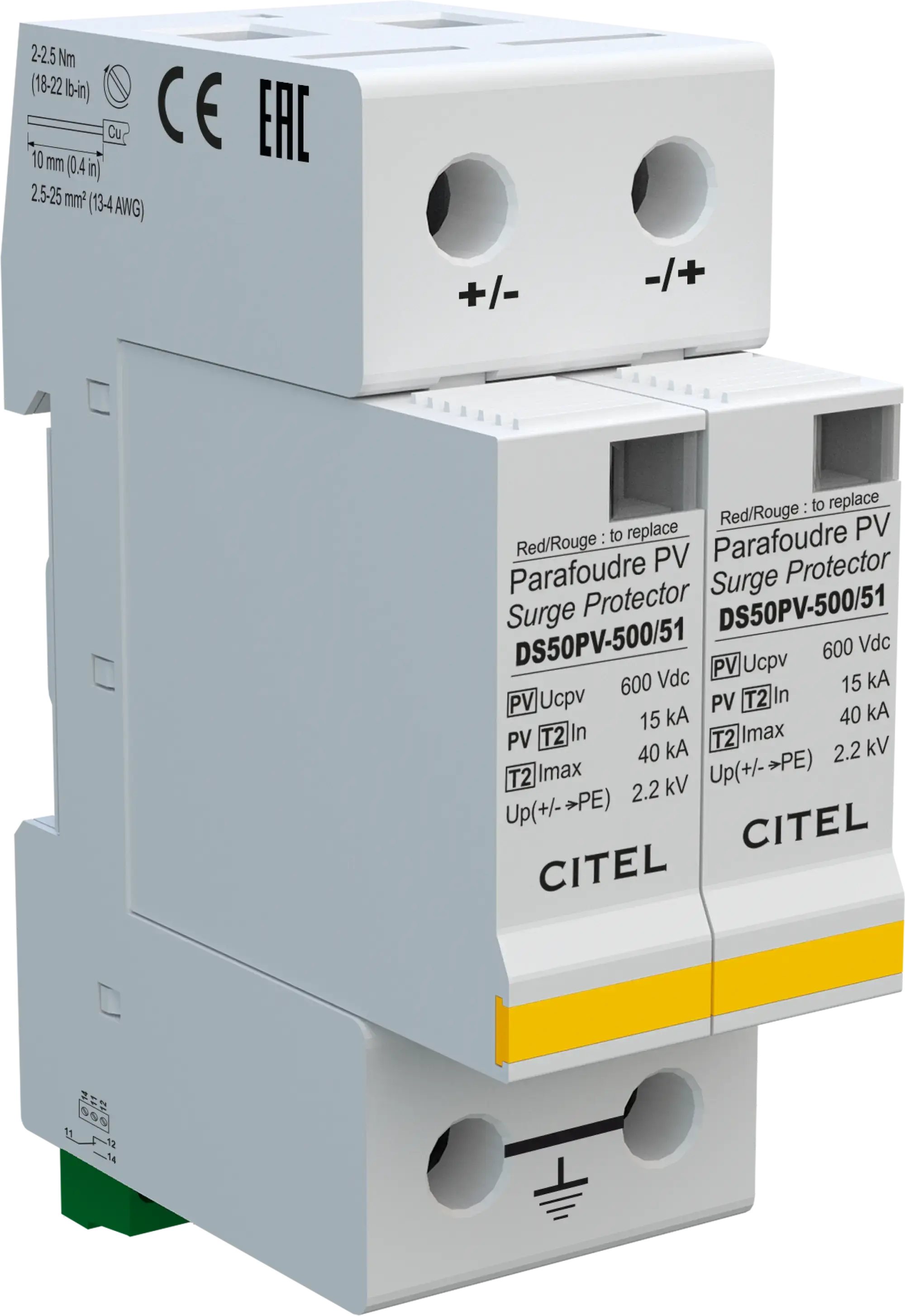 Citel 480111 Überspannungsableiter 2-polig Typ 2 für 500 VDC Photovoltaik-Anwendungen (img_001)