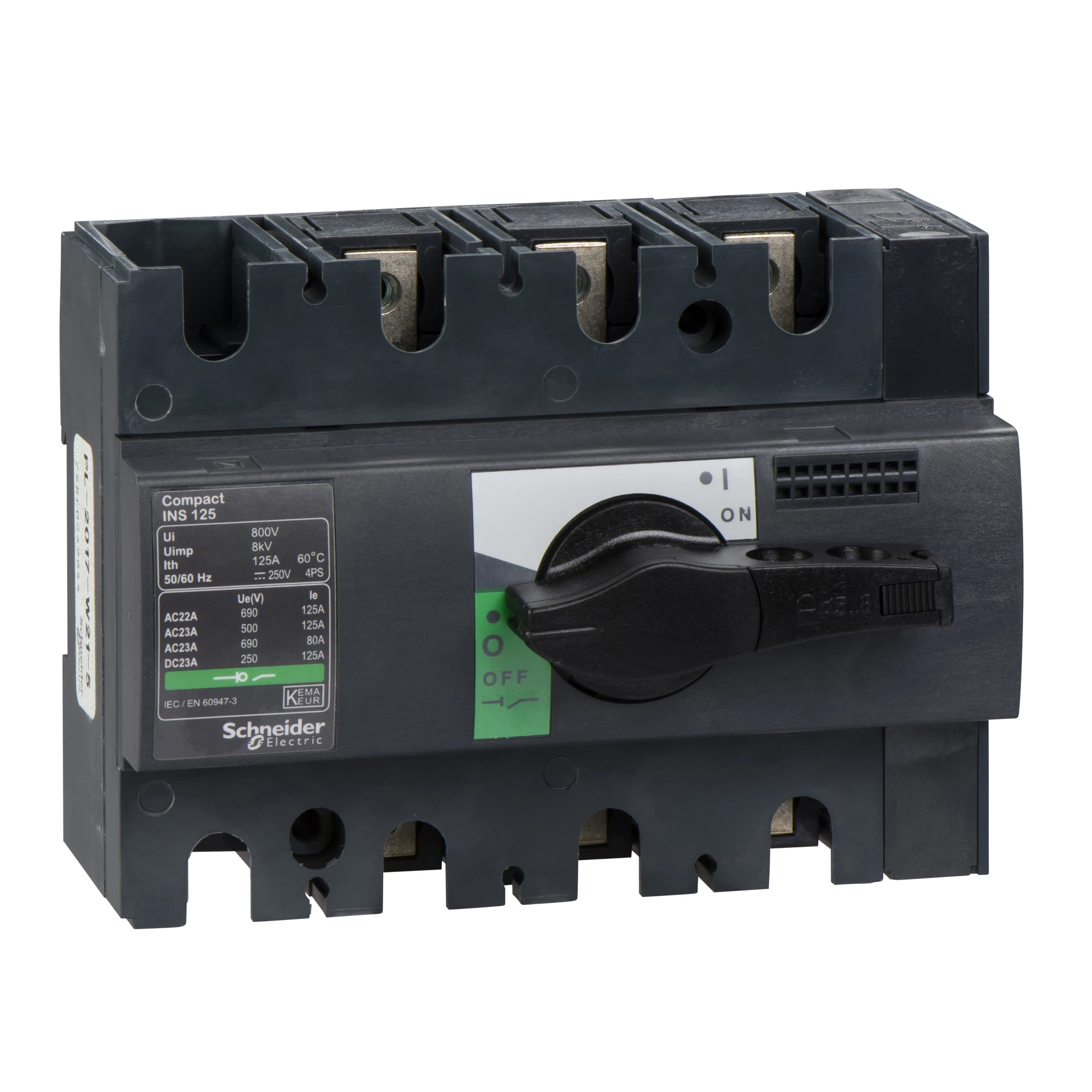 Schneider Electric 28910 Load break switch INS125, 3P, 125A/690V AC/250V DC, rotary drive black (img_001) Schneider Electric 28910 Load break switch INS125, 3P, 125A/690V AC/250V DC, rotary drive black (img_001)