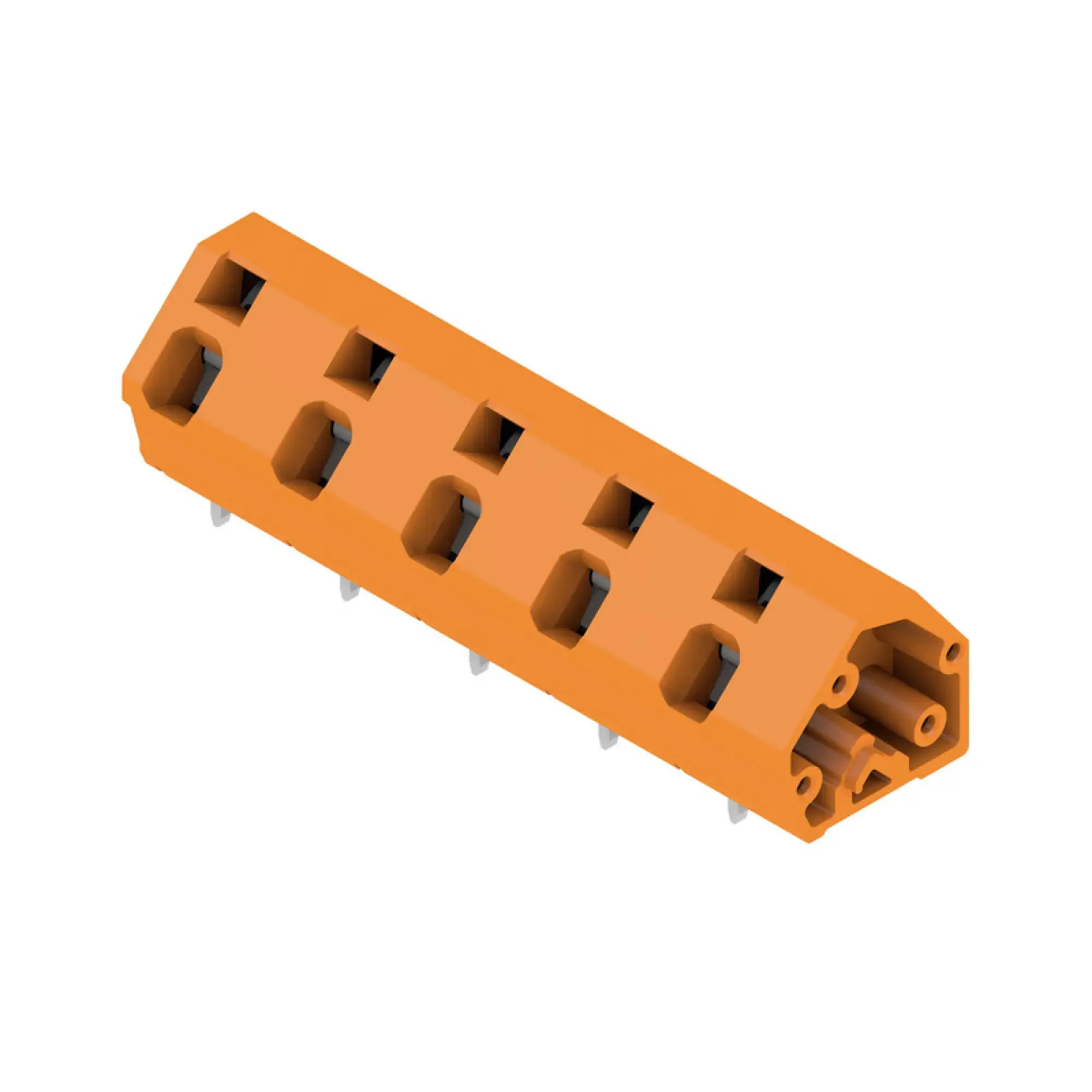 Weidmüller 1953500000 PCB terminal, 1000 V, 24 A, Pitch in mm: 10.00, 2.5 mm², Number of poles: 5, Tension-clamp connection, THT solder connection, 135°, Box (img_001)