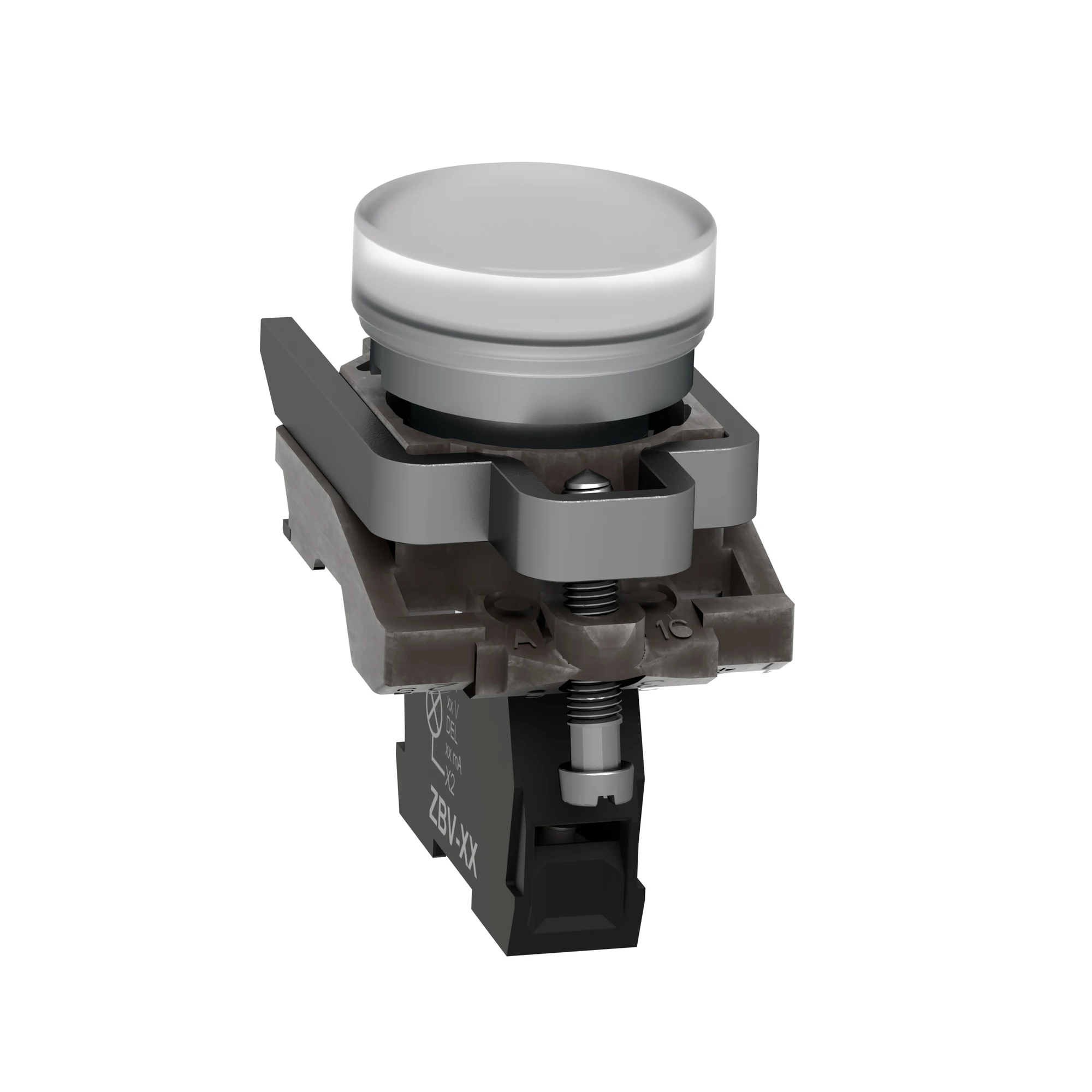 Schneider Electric XB4BV61 Pilot light, Harmony XB4, metal, 22mm, white, with transformer, BA9s incandescent bulb, smooth dome, screw terminal, 250V (img_006)