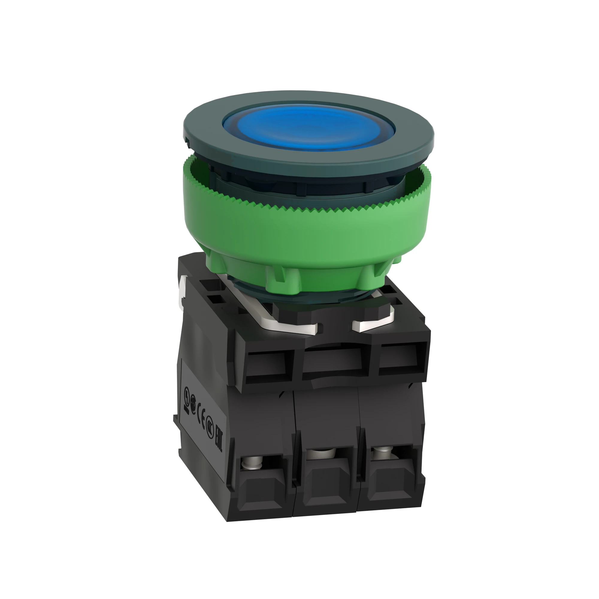 Schneider Electric XB5FW36G5 Illuminated push button, Harmony XB5F, plastic, antimicrobial, blue, 30mm, universal LED, 1NC + 1NO, 110-120V AC (img_006)