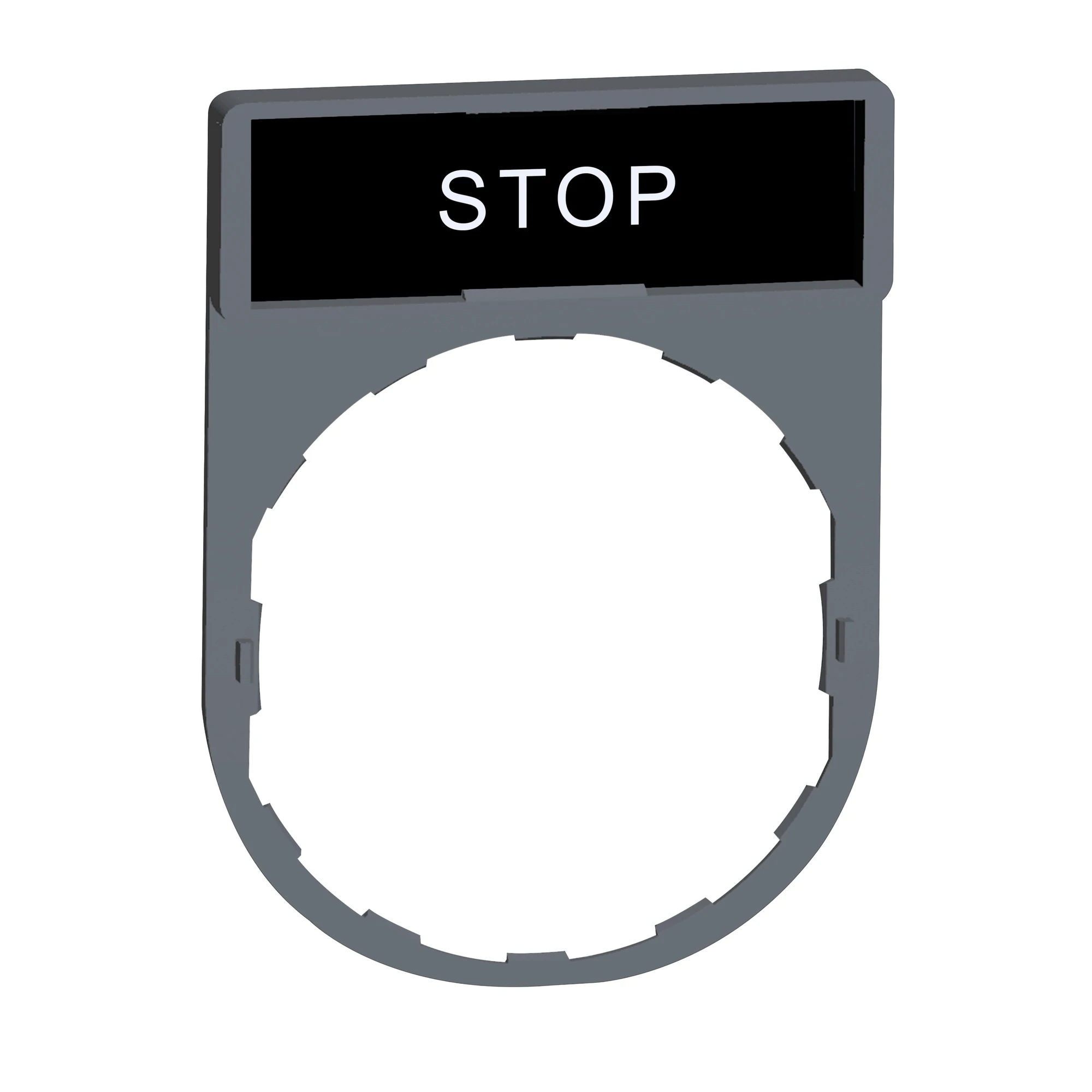 Schneider Electric ZBY2304C0 Label holder 30x40mm, with STOP sign, for Harmony 22mm, in grey (img_001) Schneider Electric ZBY2304C0 Label holder 30x40mm, with STOP sign, for Harmony 22mm, in grey (img_001)