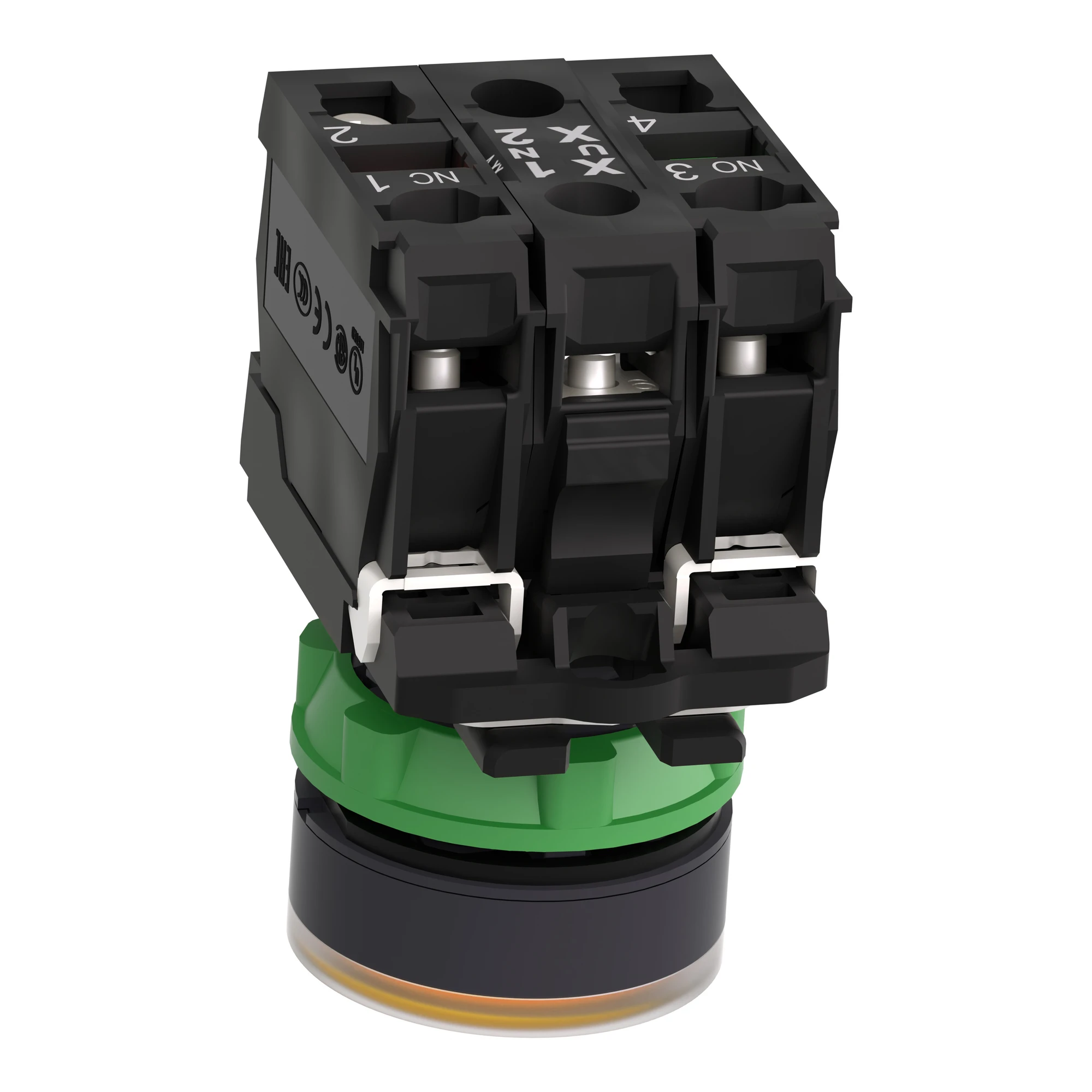 Schneider Electric XB5AW35B5 Illuminated Pushbutton, Harmony XB5, Plastic, Orange, 22mm, Universal LED, Smooth Dome, 1NO + 1NC, 24V ACDC (img_007) Schneider Electric XB5AW35B5 Illuminated Pushbutton, Harmony XB5, Plastic, Orange, 22mm, Universal LED, Smooth Dome, 1NO + 1NC, 24V ACDC (img_007)