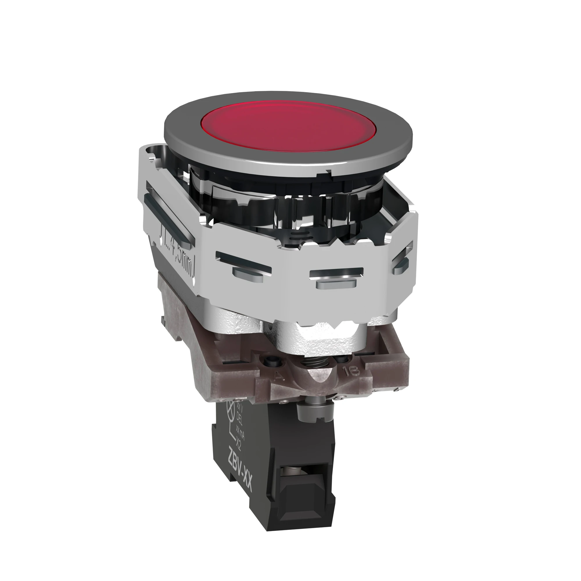Schneider Electric XB4FVG4 Pilot light, Harmony XB4F, metal, 30mm, red, universal LED, smooth dome, screw terminal, 110-120V AC (img_005)