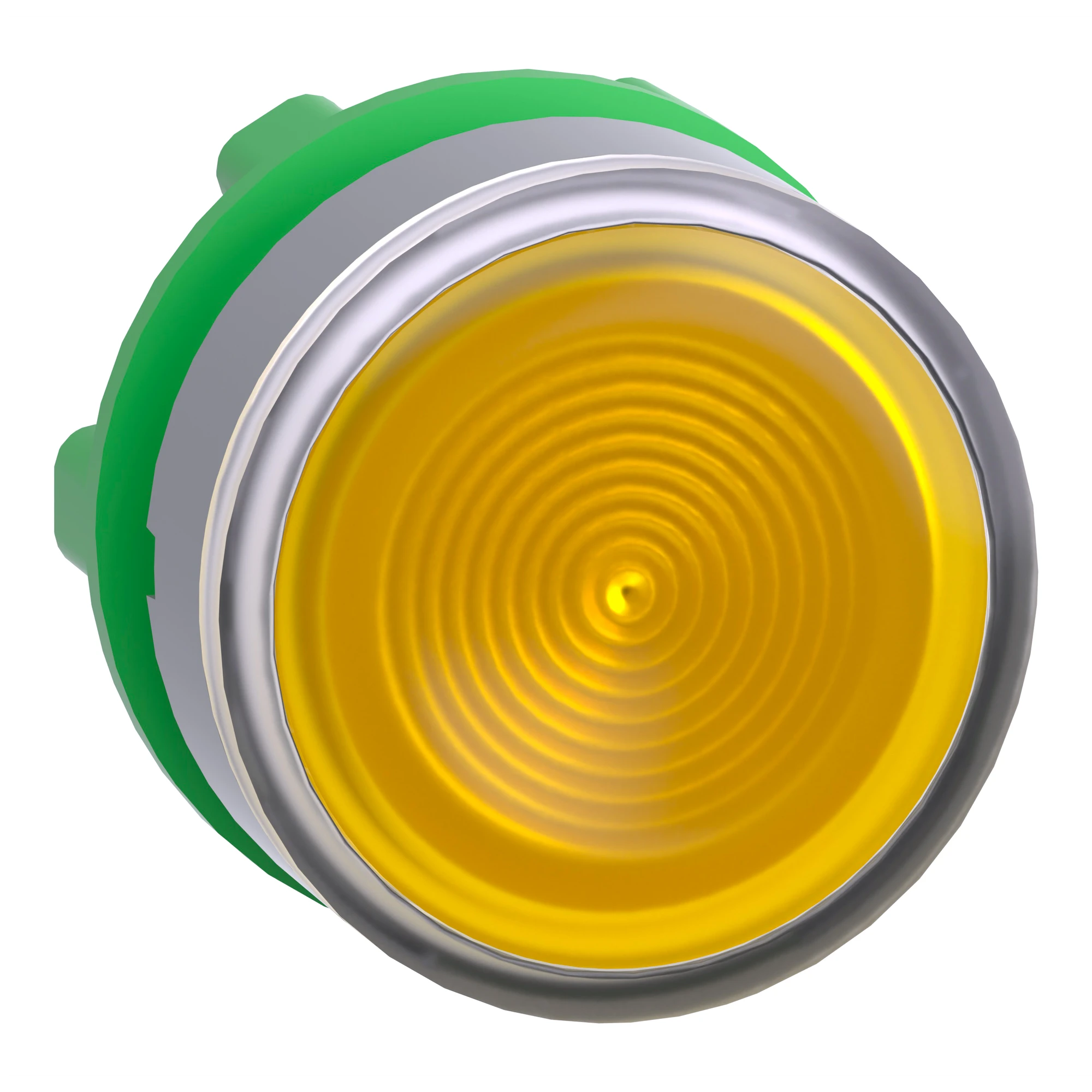 Schneider Electric ZB5AW383SC0 Illuminated push button, front element, Harmony XB5, plastic, 22mm, light gray, yellow, for universal LED, grooved dome (img_001)