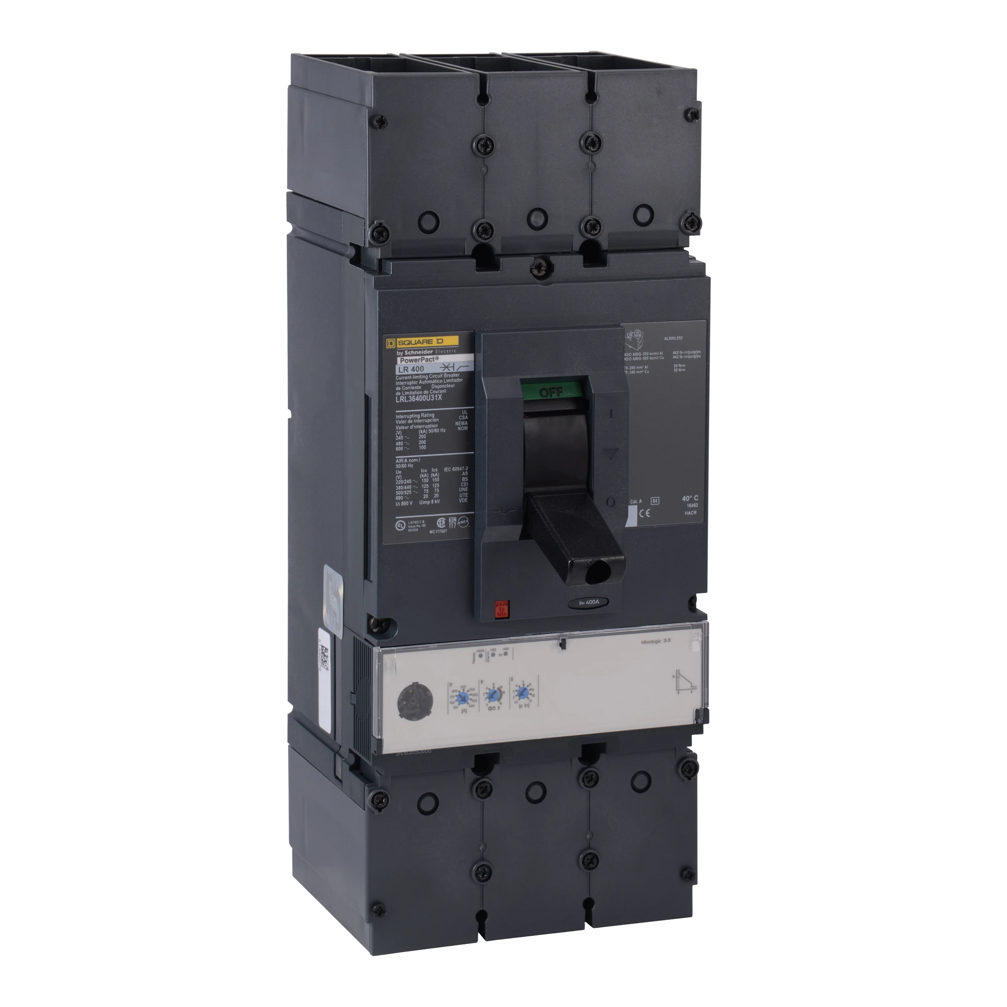 Schneider Electric LRL36600U31X PowerPact L Circuit Breaker, Micrologic 3.3, 600 A, 3P, 600 V, 100 kA (img_001)