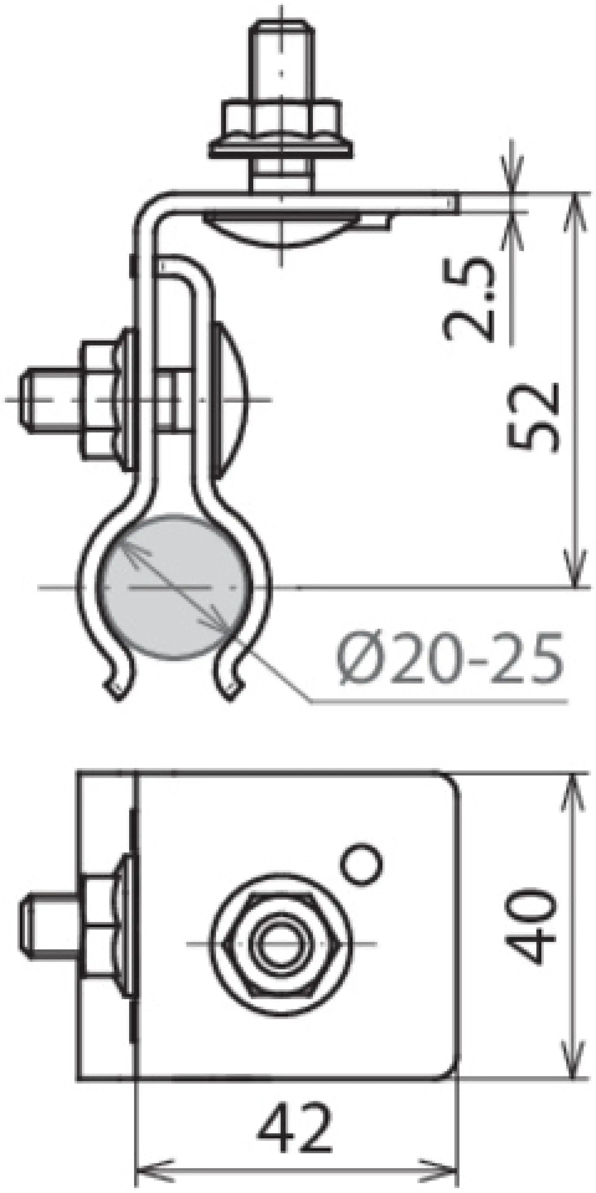 Dehn 123040 Holder f. metal roof w. round standing seam KAL-ZIP conn. bead Rd 20-25mm StSt (img_002)