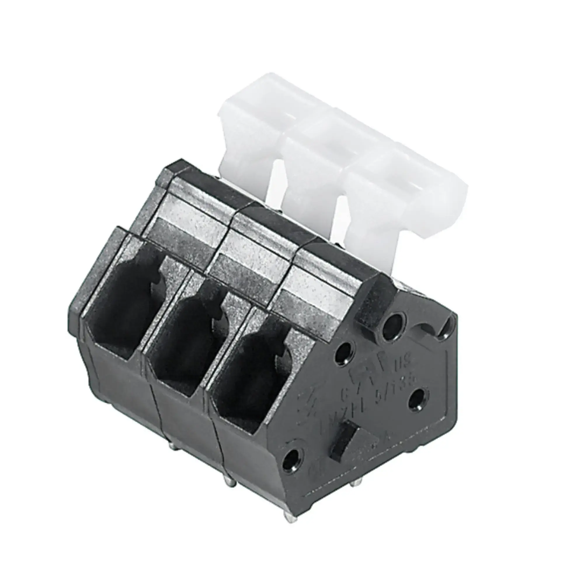 Weidmüller 1811520000 PCB terminal, 320 V, 24 A, Pitch in mm: 5.00, 2.5 mm², Number of poles: 3, Tension clamp connection with actuator, THT solder connection, 135°, Box (img_001)