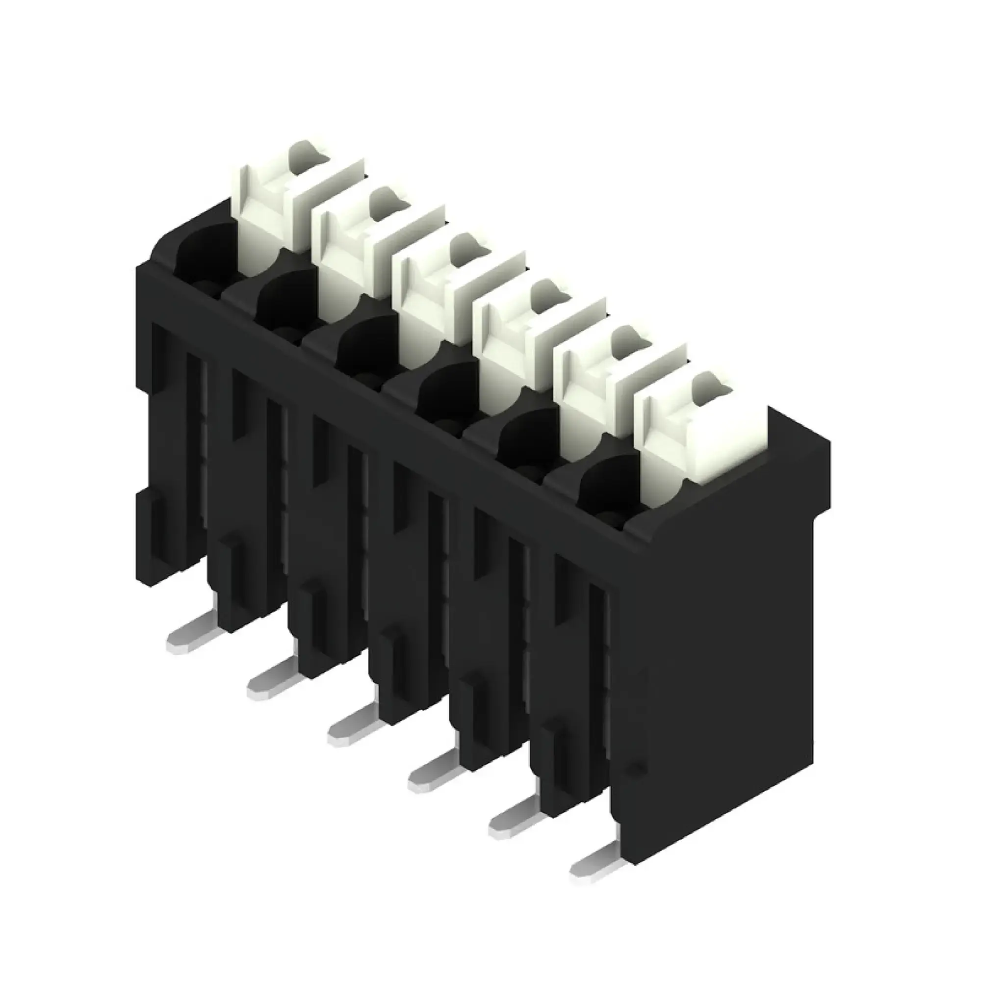 Weidmüller 1250410000 PCB terminal, 160 V, 17.5 A, Pitch in mm: 3.50, 1.5 mm², Number of poles: 6, PUSH IN with actuator, SMD solder connection, 180°, Tape (img_001) Weidmüller 1250410000 PCB terminal, 160 V, 17.5 A, Pitch in mm: 3.50, 1.5 mm², Number of poles: 6, PUSH IN with actuator, SMD solder connection, 180°, Tape (img_001)