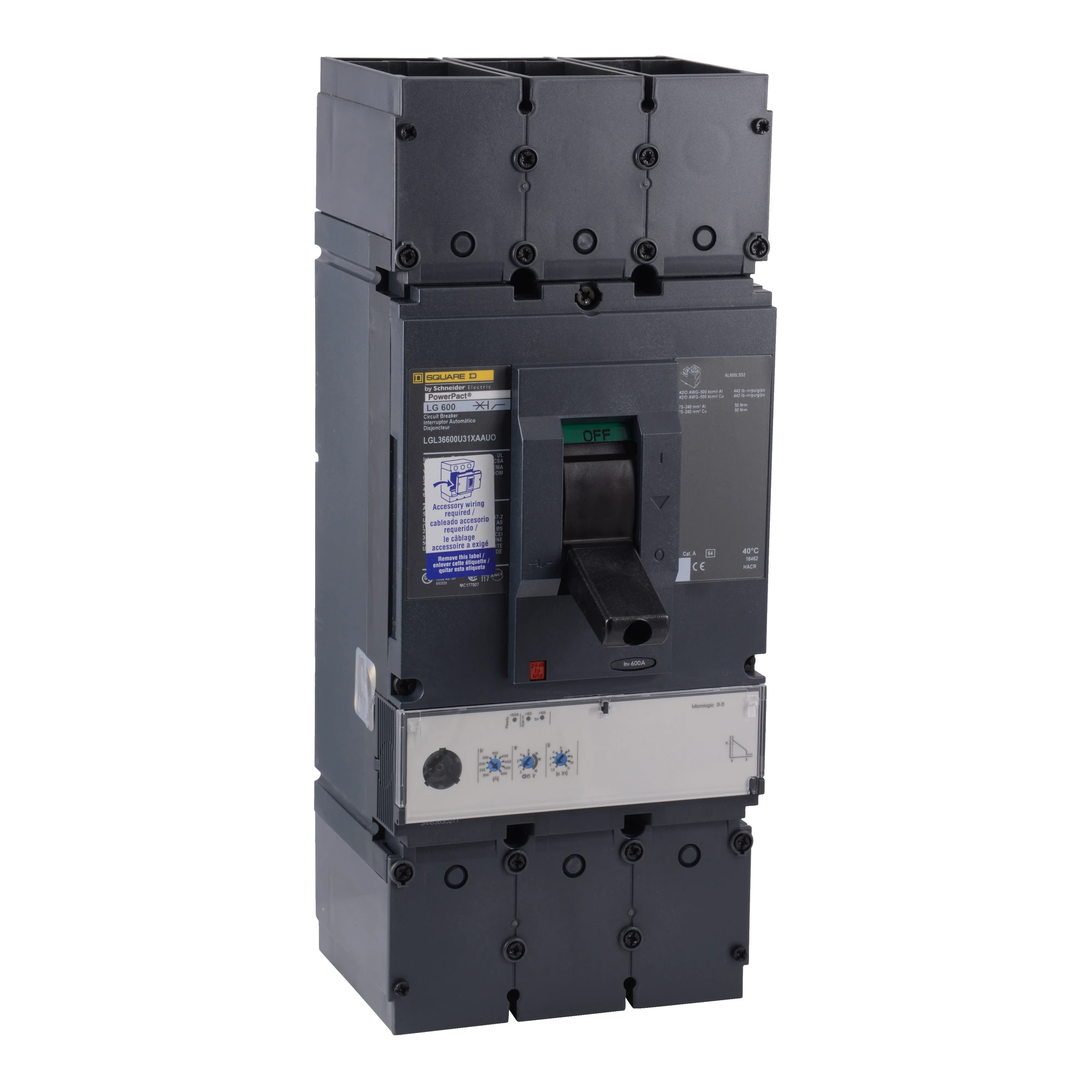 Schneider Electric LGL34600WU31X PowerPact L Circuit Breaker 600A 3P 35kA / 480V AC with Micrologic 3.3 (img_001) Schneider Electric LGL34600WU31X PowerPact L Circuit Breaker 600A 3P 35kA / 480V AC with Micrologic 3.3 (img_001)