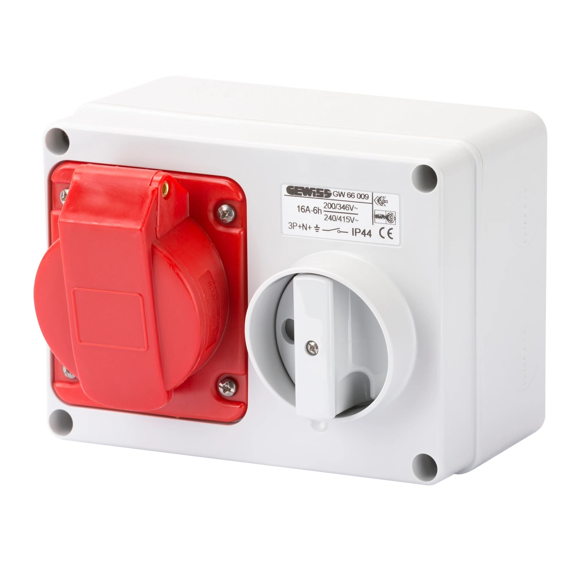 GEWISS GW66009 IEC Steckdose schaltbar waagerecht mit Gehaeuse 16A/5 pol. 400V IP44 (img_001)