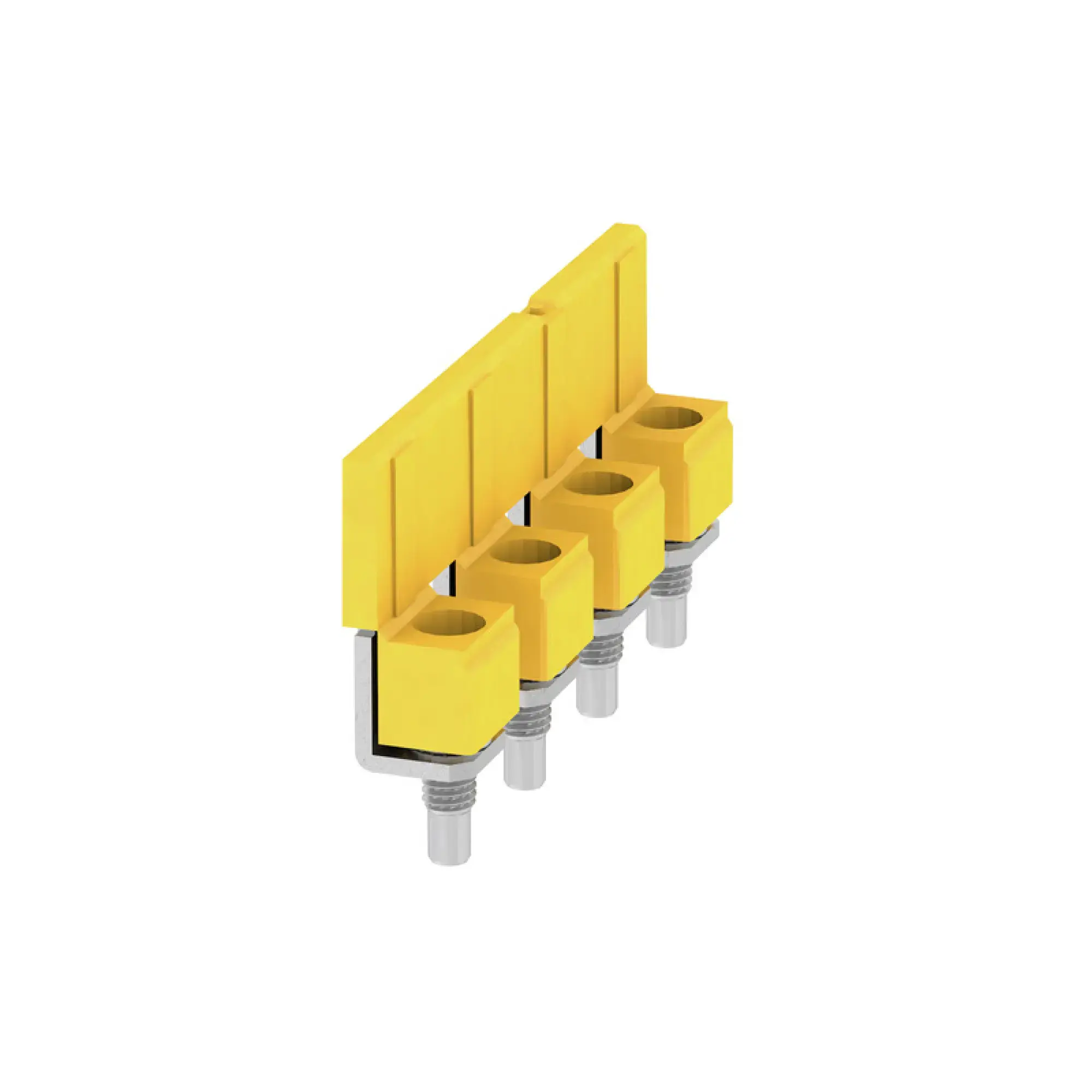 Weidmüller 1636580000 Cross-connector (terminal), when screwed in, yellow, 76 A, Number of poles: 4, Pitch in mm: 11.90, Insulated: Yes, Width: 7.6 mm (img_001)