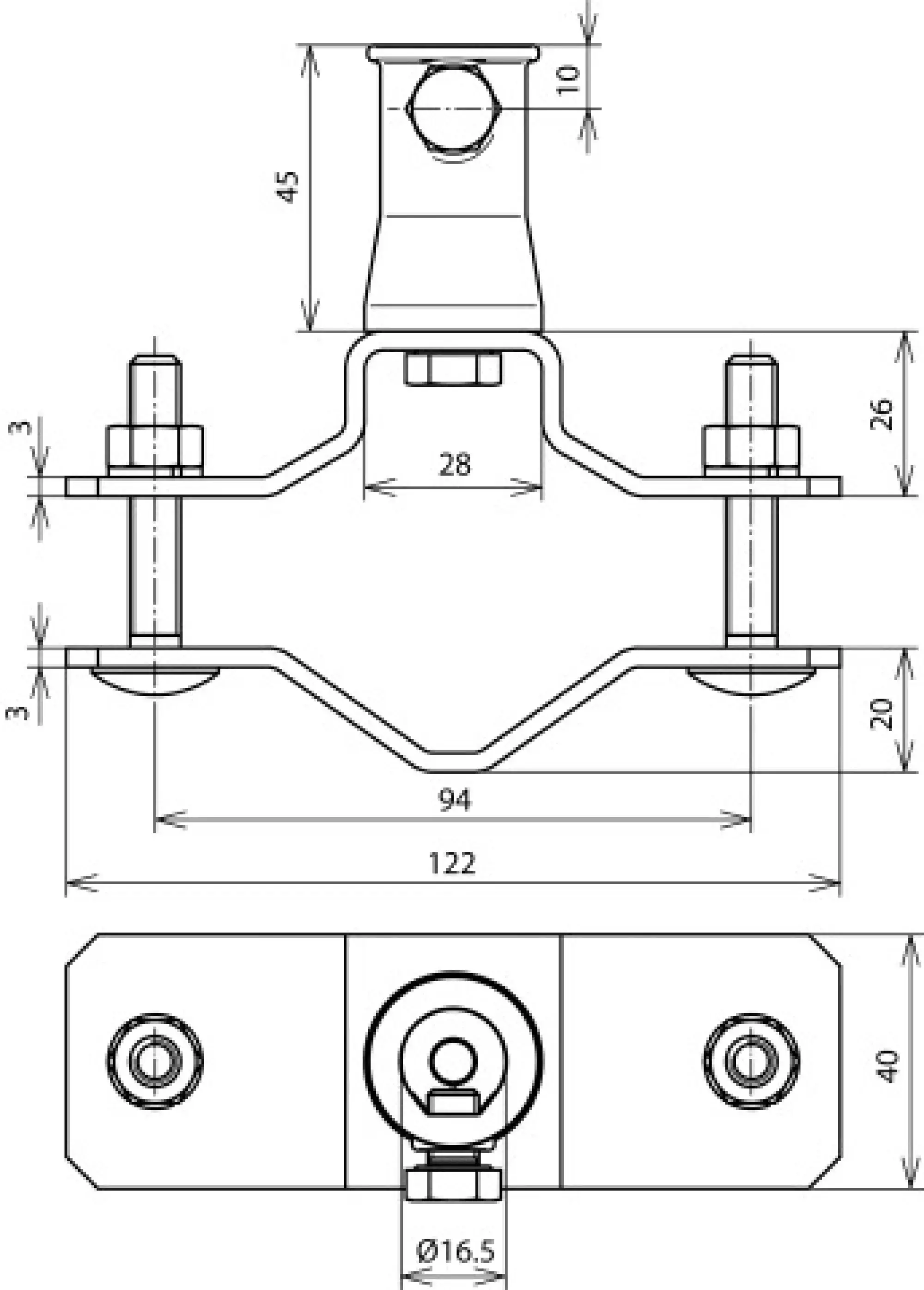 Dehn 106352 Pipe clamp D 40-60mm StSt with socket ZDC D 16mm f. DEHNiso (img_002)