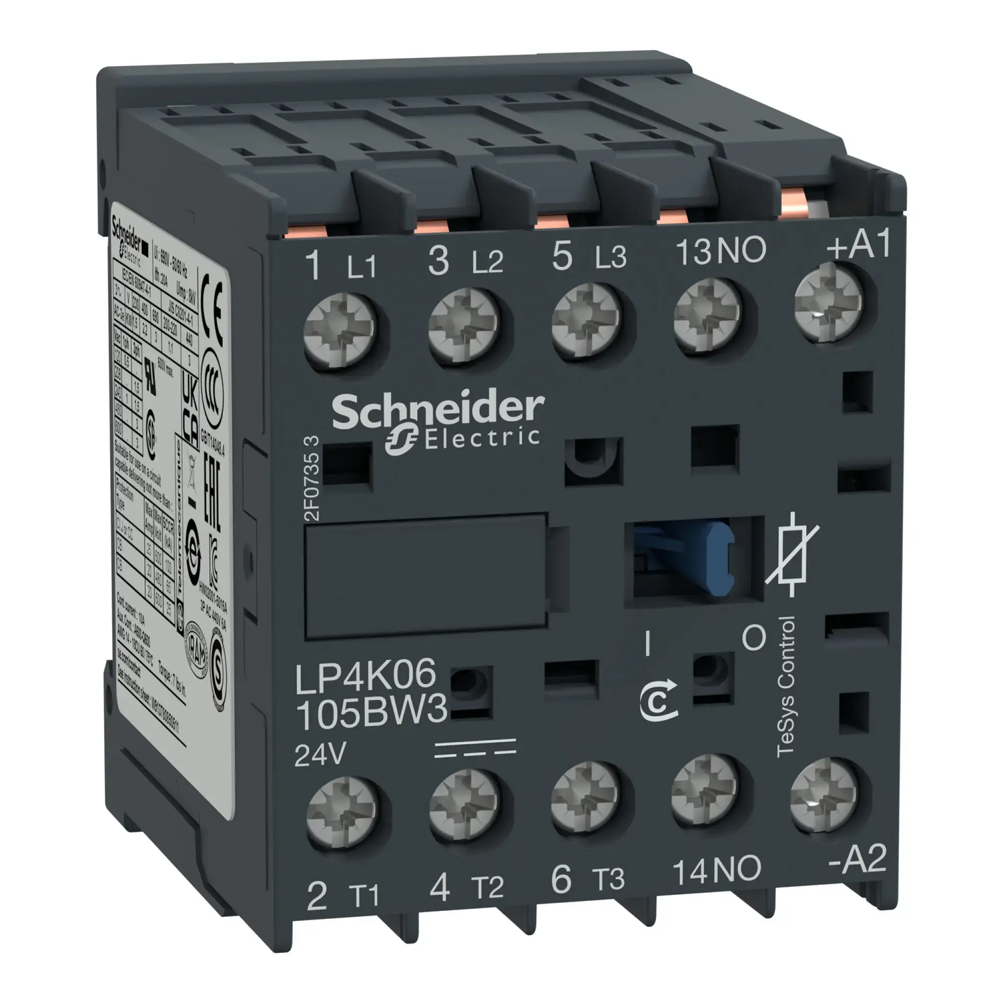 Schneider Electric LP4K06105BW3 Power contactor LP4K 3p, +1S, 2.2 kW, 6 A, 400 V AC3, coil 24 V DC (img_002)