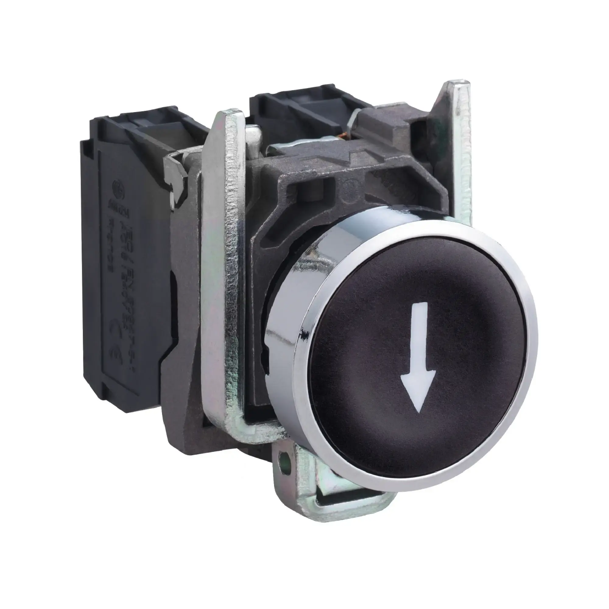 Schneider Electric XB4BA3351 Pushbutton, Harmony XB4, Metal, 22mm, Black, Marked Arrow Down, Momentary, Screw Terminal, 1S (img_004)
