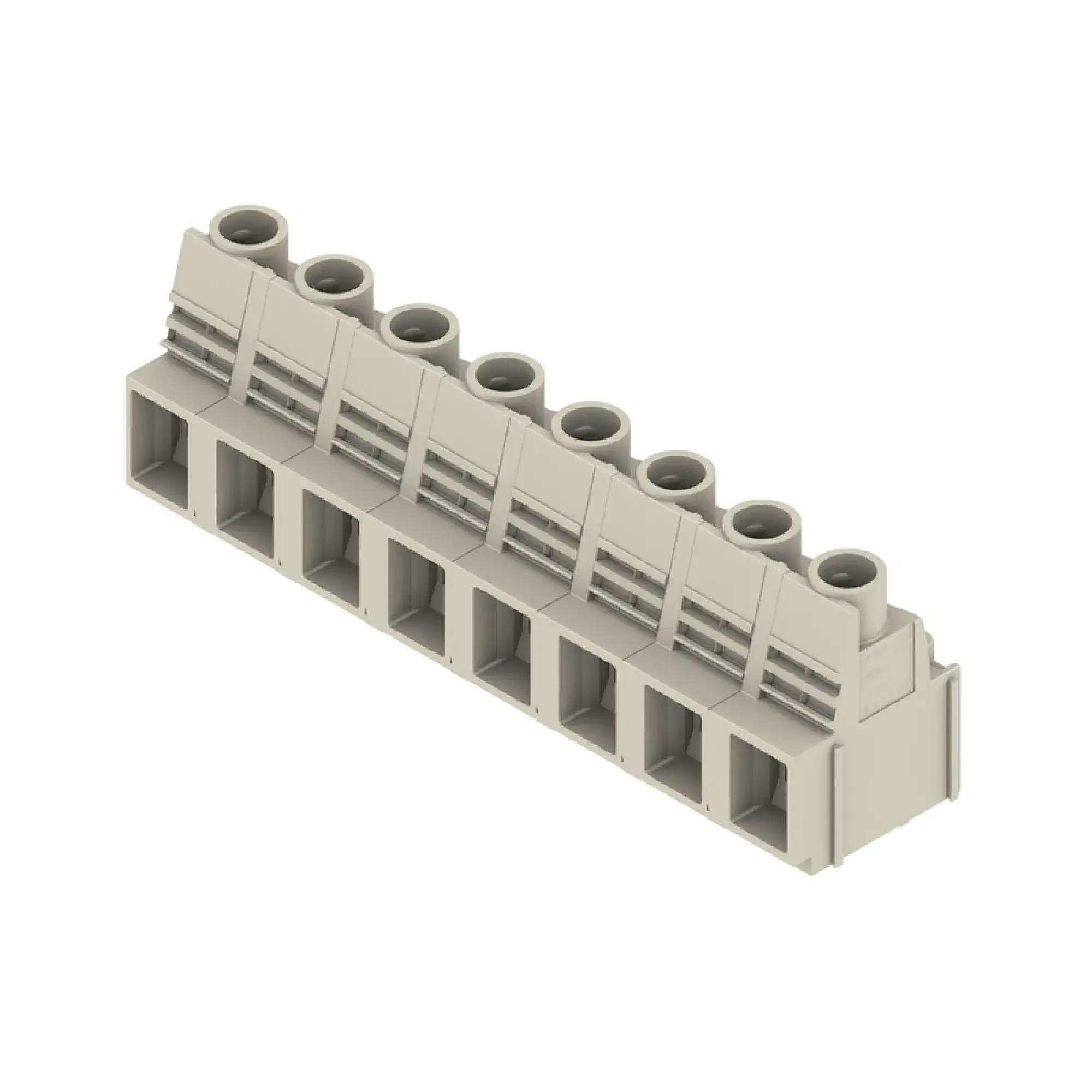 Weidmüller 2015440000 PCB terminal, 1000 V, 76 A, Pitch in mm: 12.70, 16 mm², Number of poles: 8, Clamping yoke connection, THT solder connection, 90°, Box (img_001)