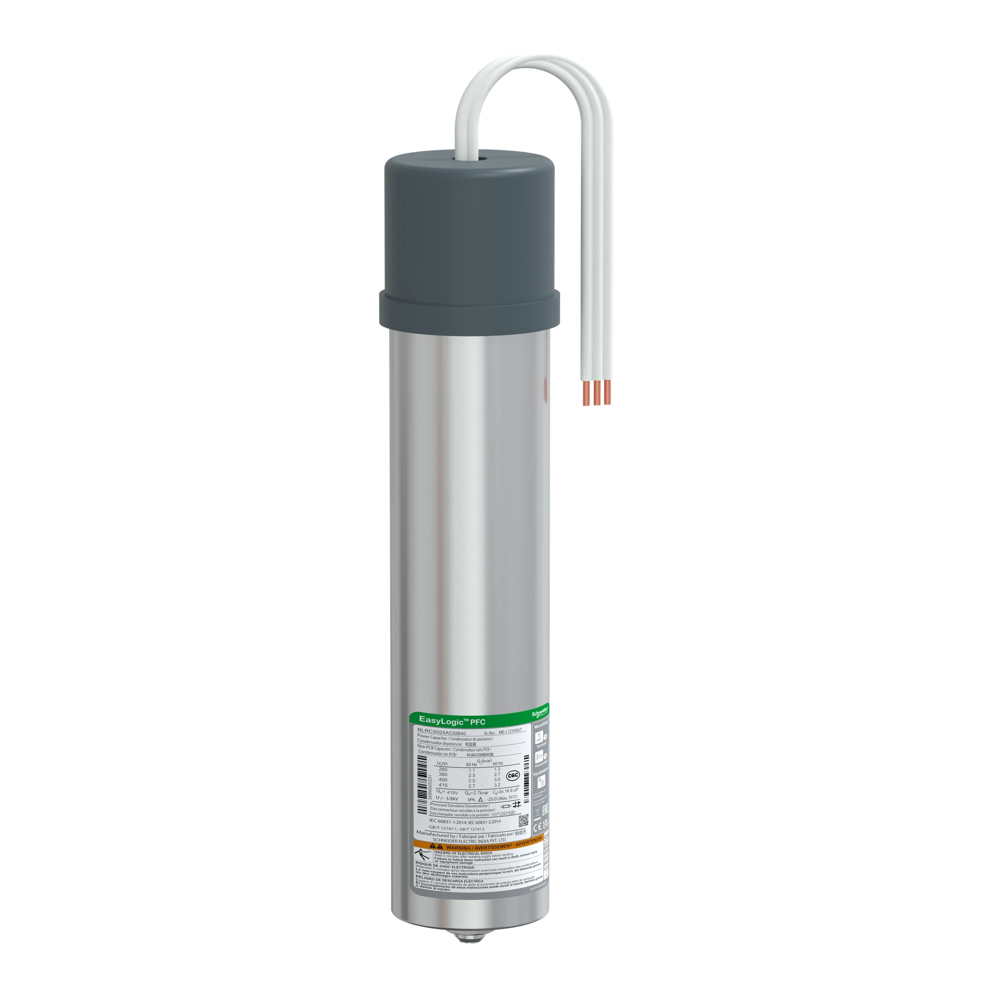 Schneider Electric BLRCS025A030B40 VarplusCan SDuty Capacitor, 2.5/3 kvar, 400 V, 50/60Hz (img_001) Schneider Electric BLRCS025A030B40 VarplusCan SDuty Capacitor, 2.5/3 kvar, 400 V, 50/60Hz (img_001)