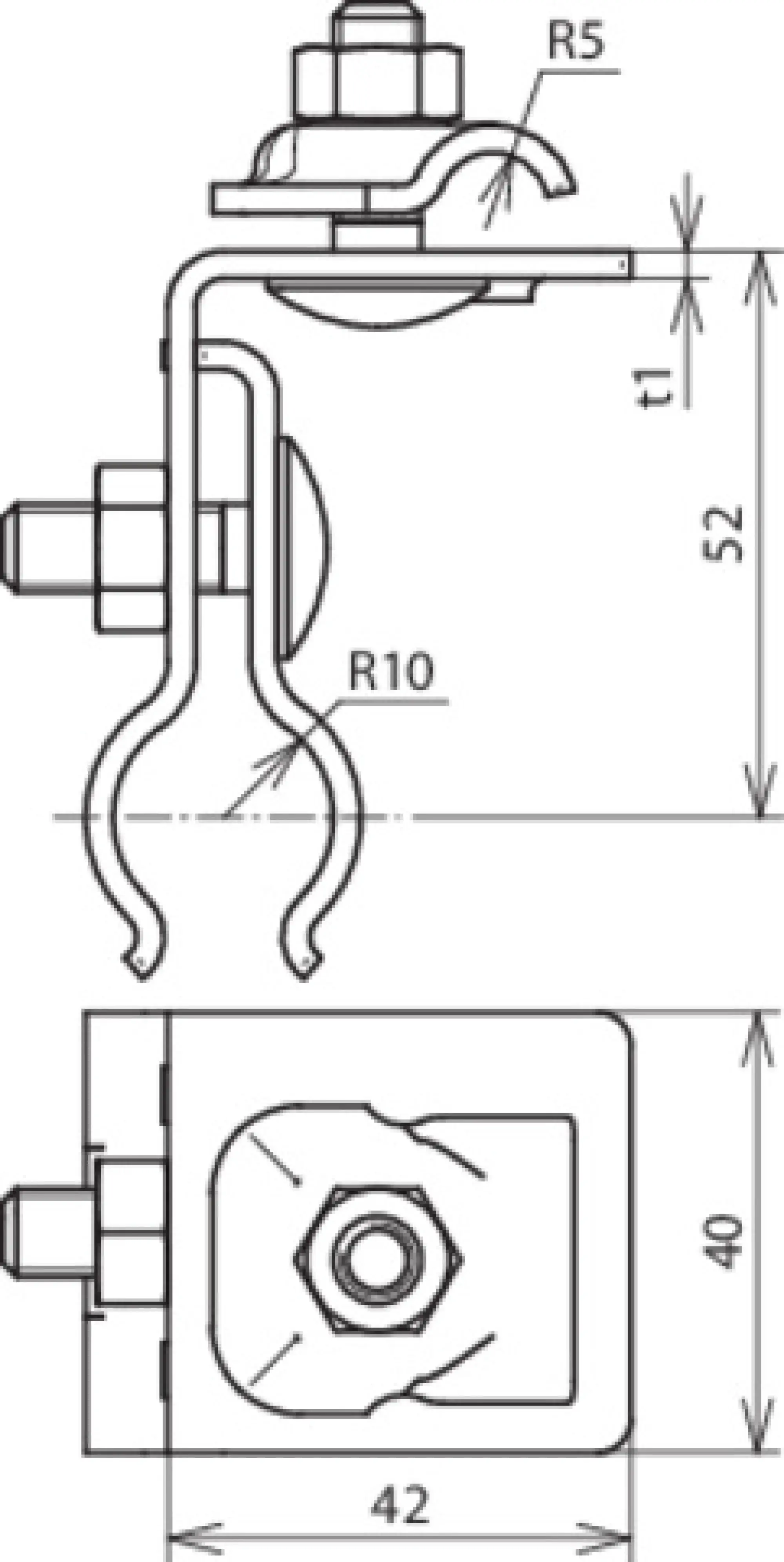 Dehn 223040 Roof conductor holder Al f. metal roofs bead Rd 20-25mm f. Rd 6-10mm (img_004)
