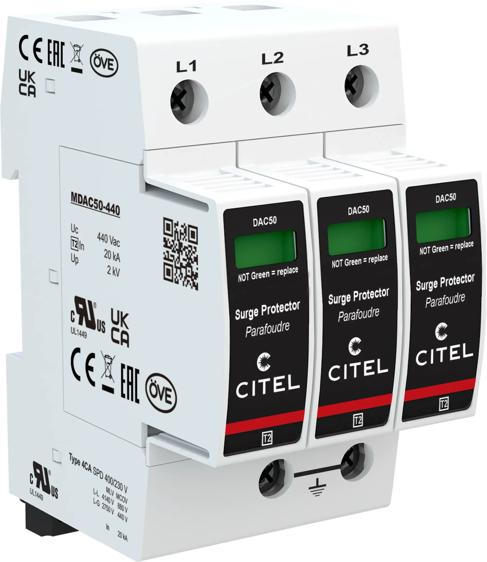 Citel 821110423 Überspannungsschutz 3-polig Typ 2 für 400 V TNC Netze (img_001) Citel 821110423 Überspannungsschutz 3-polig Typ 2 für 400 V TNC Netze (img_001)