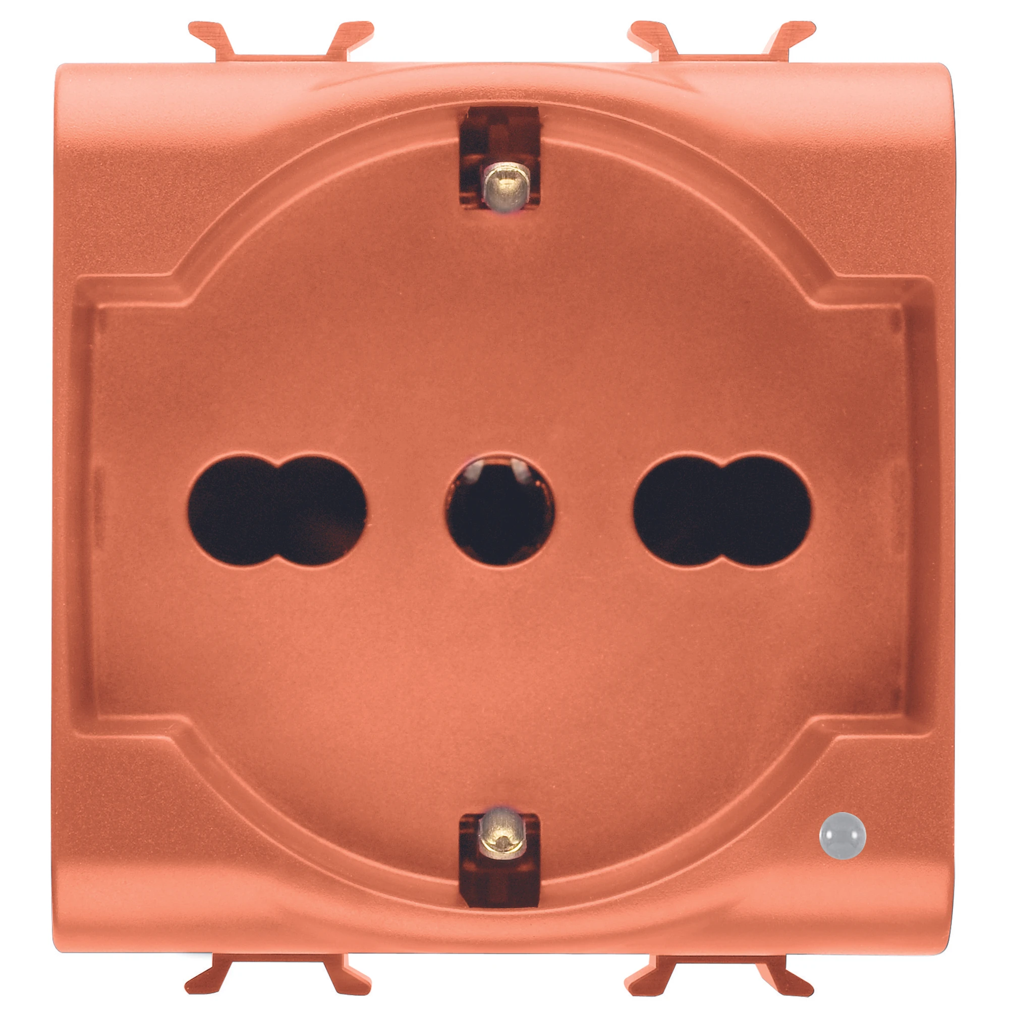 GEWISS GW10234 ITALIAN/GERMAN STANDARD SOCKET-OUTLET 250V ac - FOR DEDICATED LINES - 2P+E 16A DUAL AMPERAGE - P40 - 2 MODULES - ORANGE - CHORUSMART (img_001)