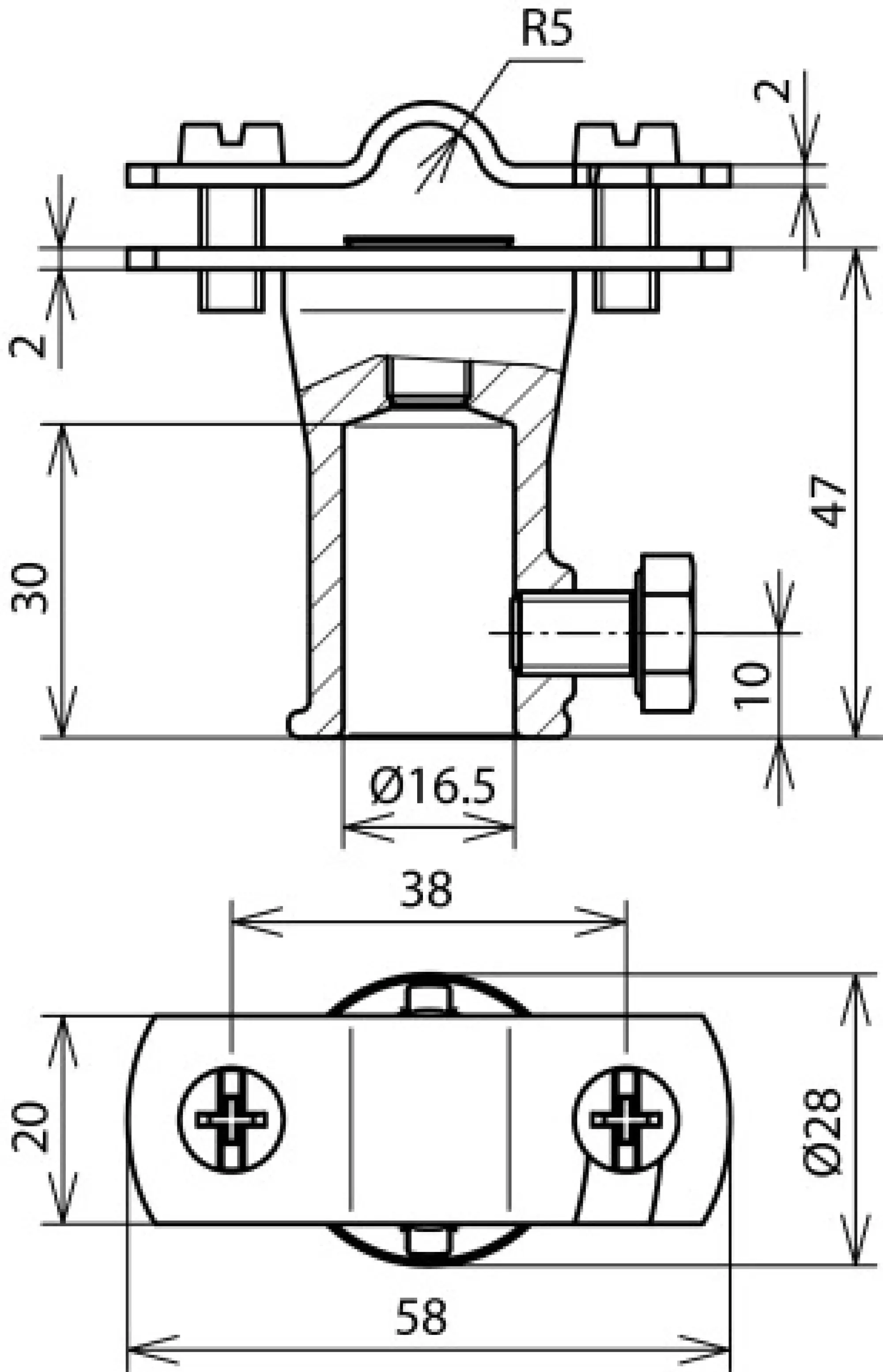 Dehn 106128 Conductor holder StSt for Rd 7-10 mm with fixing bush ZDC D 16 mm (img_002) Dehn 106128 Conductor holder StSt for Rd 7-10 mm with fixing bush ZDC D 16 mm (img_002)
