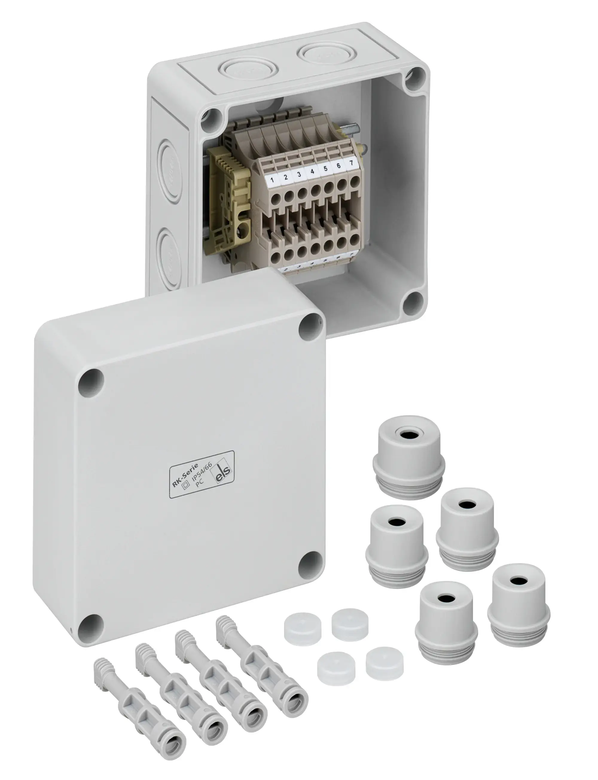 Spelsberg 63500701 Terminal block enclosure, Type of protection IP54/IP66 , max. 4², Impact strength IK08, Protection class II, Ui 400V AC, Halogen free (img_001)