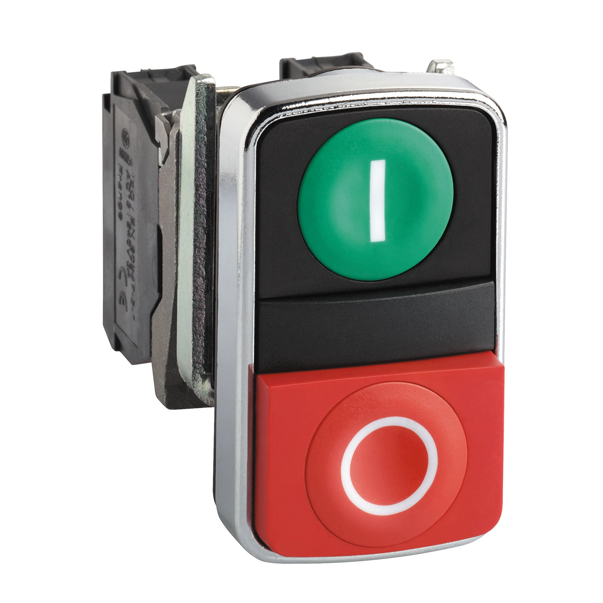 Schneider Electric XB4BL73415 Double pushbutton, Harmony XB4, metal, 22mm, green, red, labeled I/O, momentary, 1NC+1NO (img_001) Schneider Electric XB4BL73415 Double pushbutton, Harmony XB4, metal, 22mm, green, red, labeled I/O, momentary, 1NC+1NO (img_001)