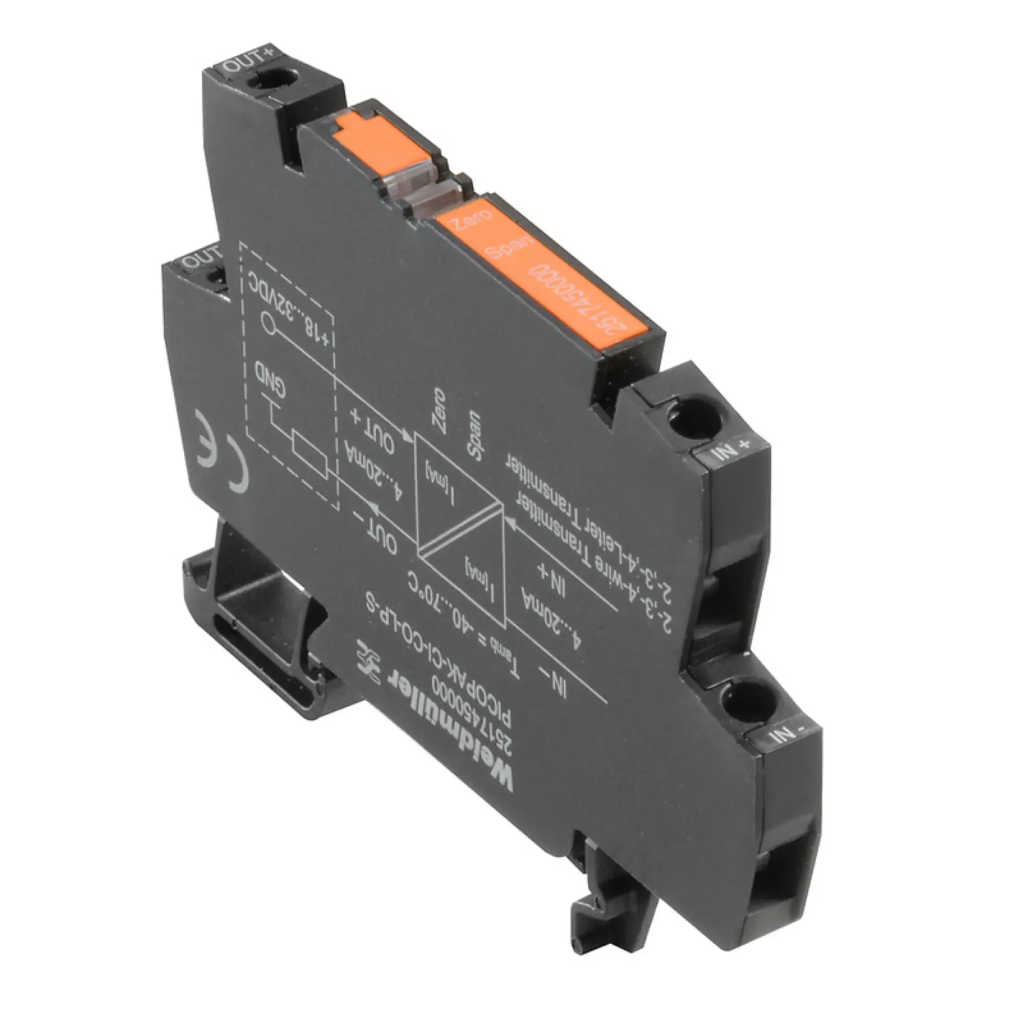 Weidmüller 2517450000 Signal converter / insulator, Output current loop powered, Input : 4-20 mA, Output : 4-20 mA (img_001)