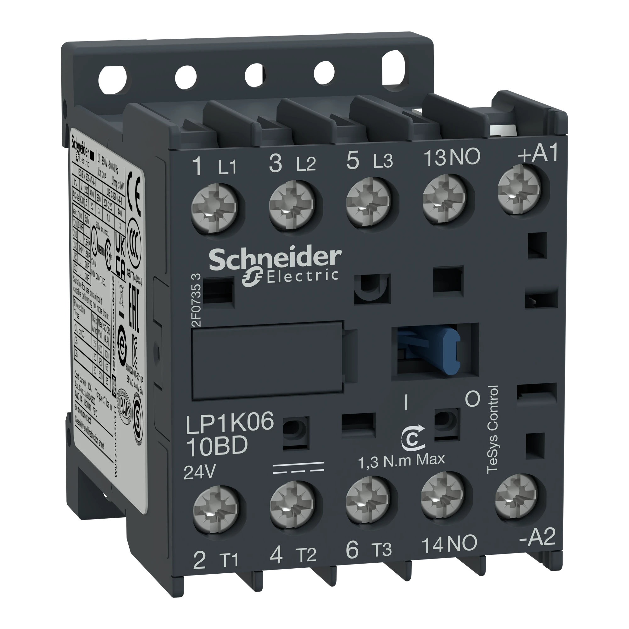 Schneider Electric LP1K0910BD Power contactor LP1K 3p, +1NC, 4 kW, 9 A, 400 V AC3, coil 24 V DC (img_001) Schneider Electric LP1K0910BD Power contactor LP1K 3p, +1NC, 4 kW, 9 A, 400 V AC3, coil 24 V DC (img_001)