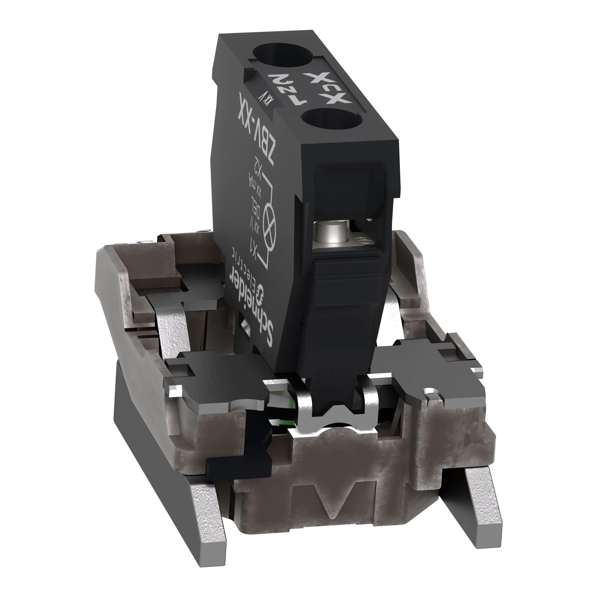 Schneider Electric ZB4BV18M1 Lamp base with mounting flange, Harmony XB4, metal, flashing light, white, universal LED, screw terminal, 230V AC (img_008)